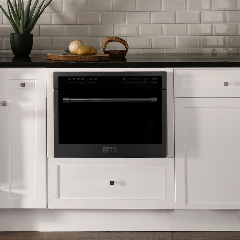 ZLINE Appliance Package - 30 in. Dual Fuel Range, Range Hood, and Microwave Oven in Black Stainless Steel, 3KP-RABRH30-MO