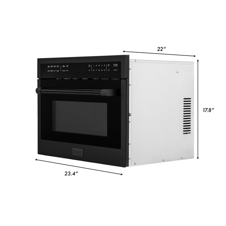 ZLINE Appliance Package - 30 in. Dual Fuel Range, Range Hood, and Microwave Oven in Black Stainless Steel, 3KP-RABRH30-MO