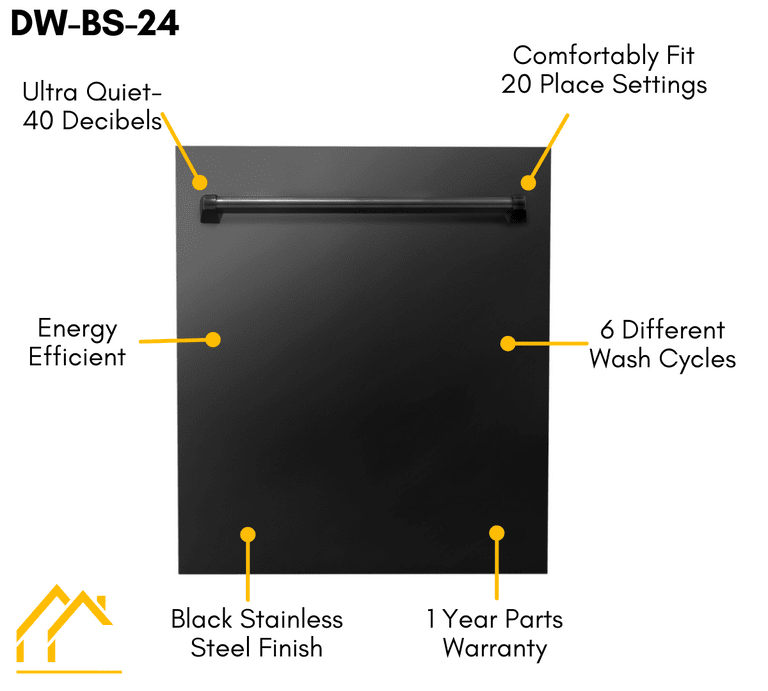 ZLINE Appliance Package - 30 in. Dual Fuel Range, Range Hood, Microwave Oven, and Dishwasher in Black Stainless Steel, 4KP-RABRH30-MODW