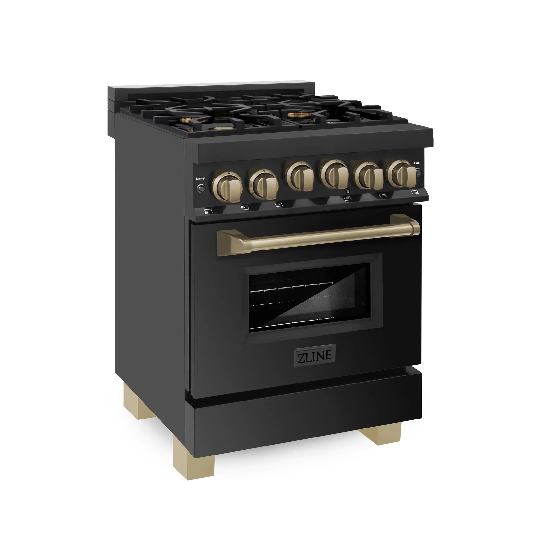 ZLINE Autograph Edition 24" 2.8 cu. ft. Range with Gas Stove and Gas Oven in Black Stainless Steel with Accents