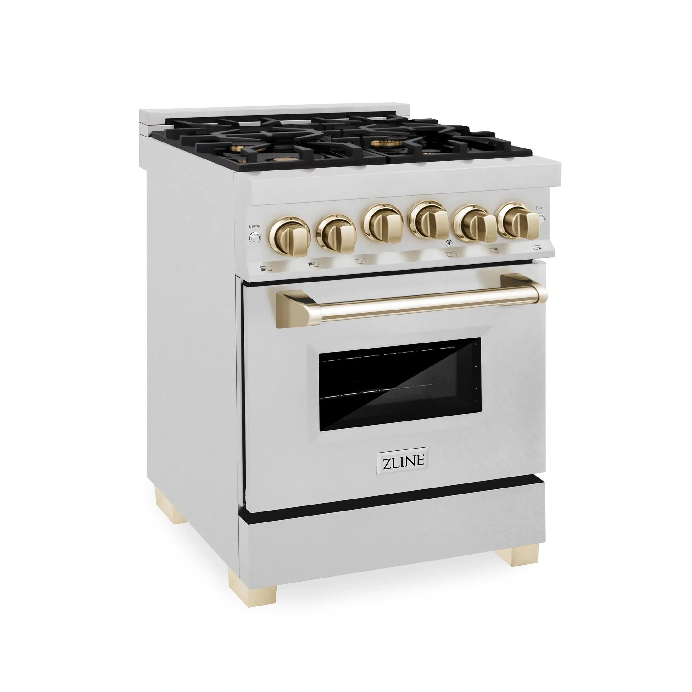 ZLINE Autograph Edition 24" 2.8 cu. ft. Range with Gas Stove and Gas Oven in DuraSnow Stainless Steel with Champagne Bronze Accents
