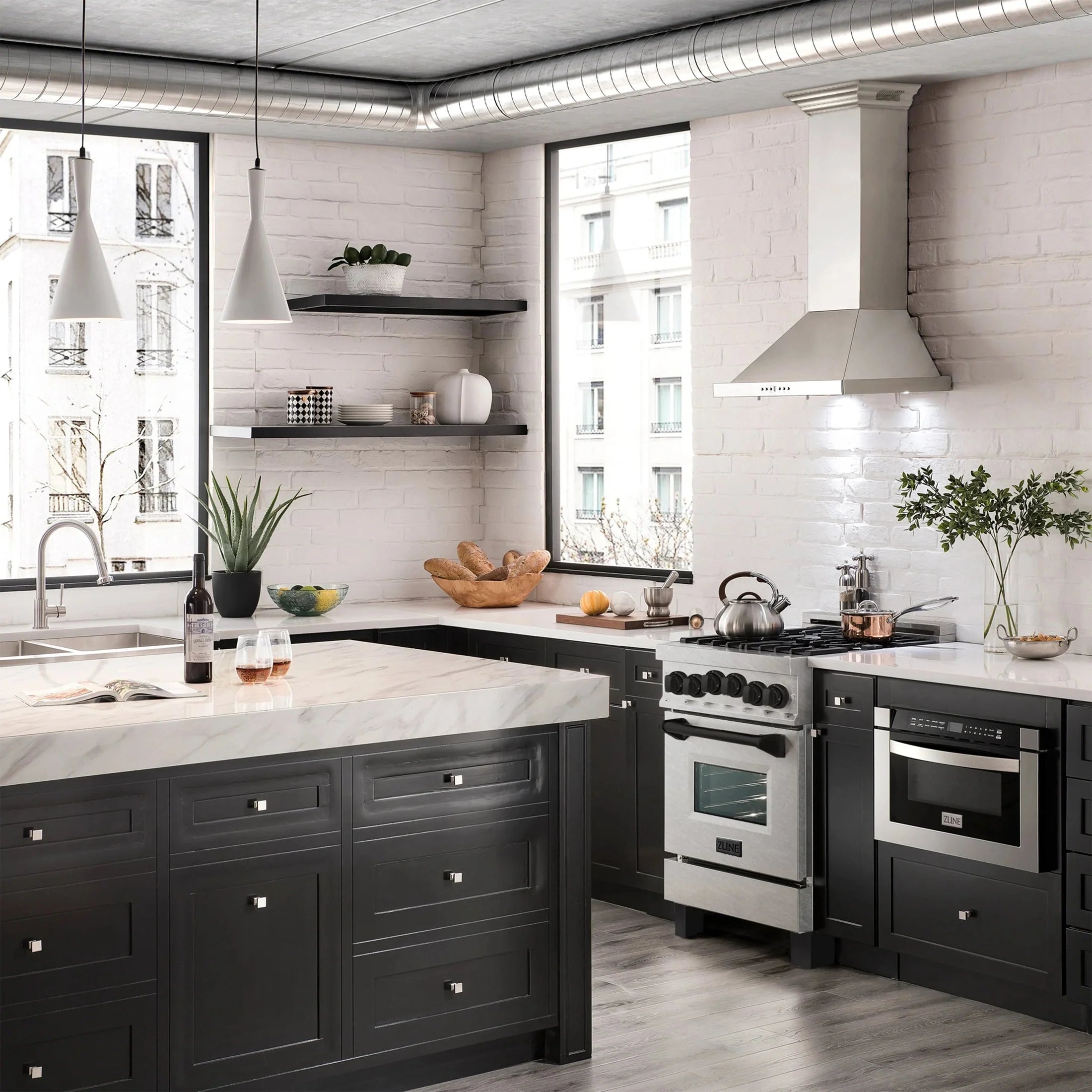 ZLINE Autograph Edition 24" 2.8 cu. ft. Range with Gas Stove and Gas Oven in DuraSnow Stainless Steel with Champagne Bronze Accents