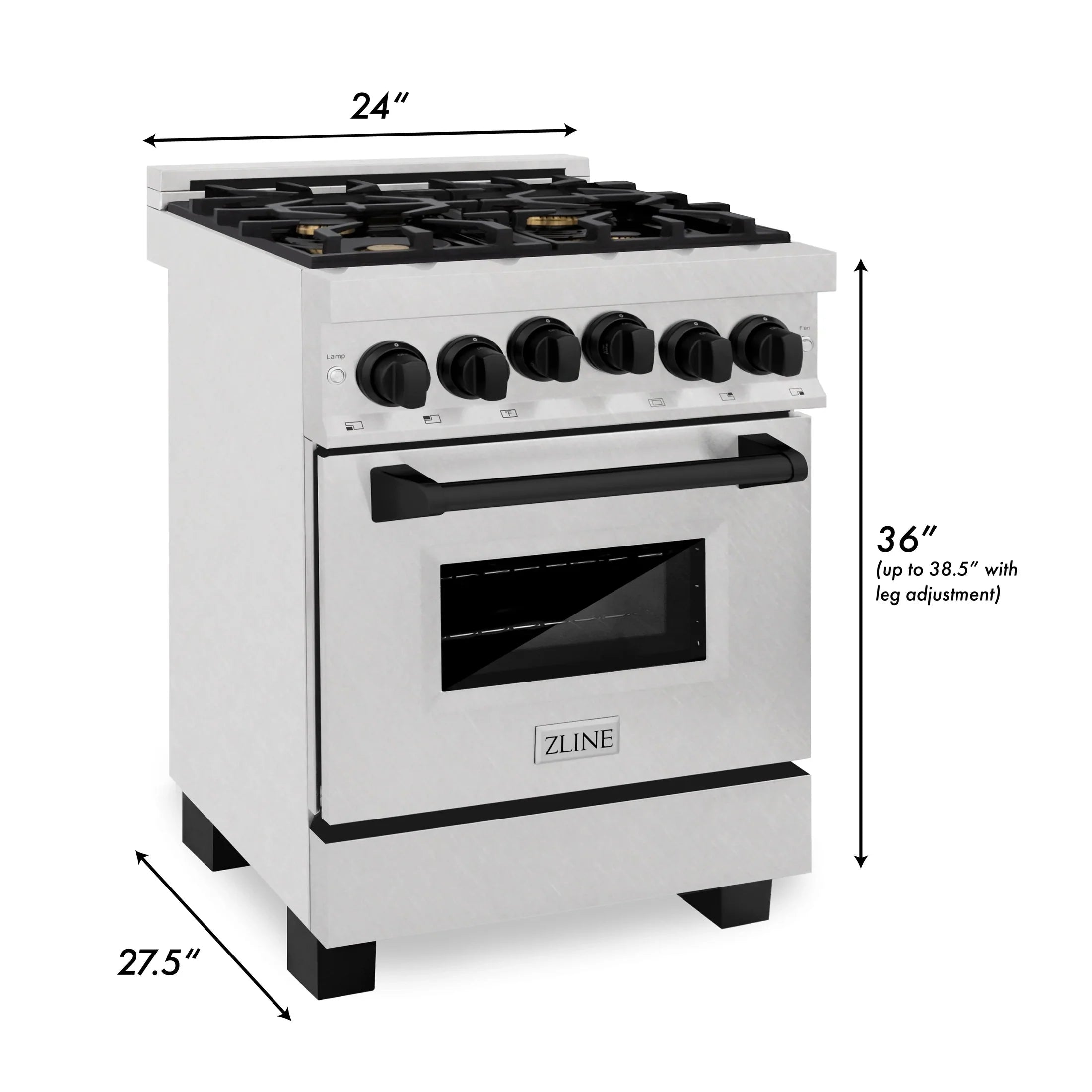 ZLINE Autograph Edition 24" 2.8 cu. ft. Range with Gas Stove and Gas Oven in DuraSnow Stainless Steel with Champagne Bronze Accents