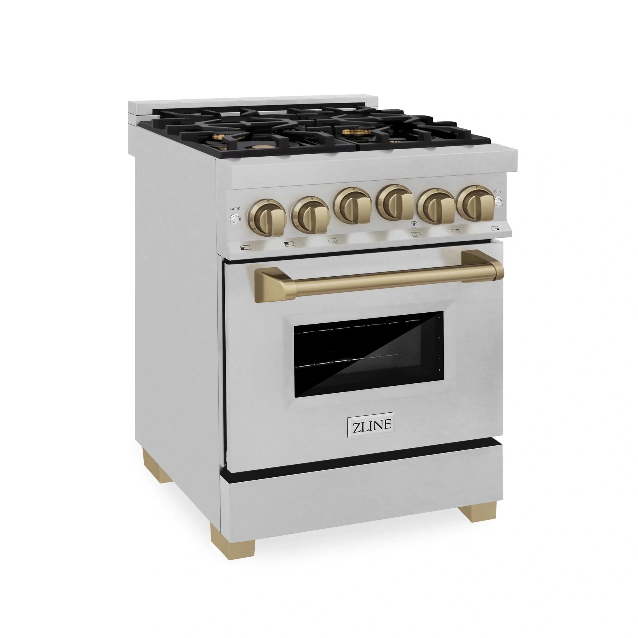 ZLINE Autograph Edition 24" 2.8 cu. ft. Range with Gas Stove and Gas Oven in DuraSnow Stainless Steel with Champagne Bronze Accents