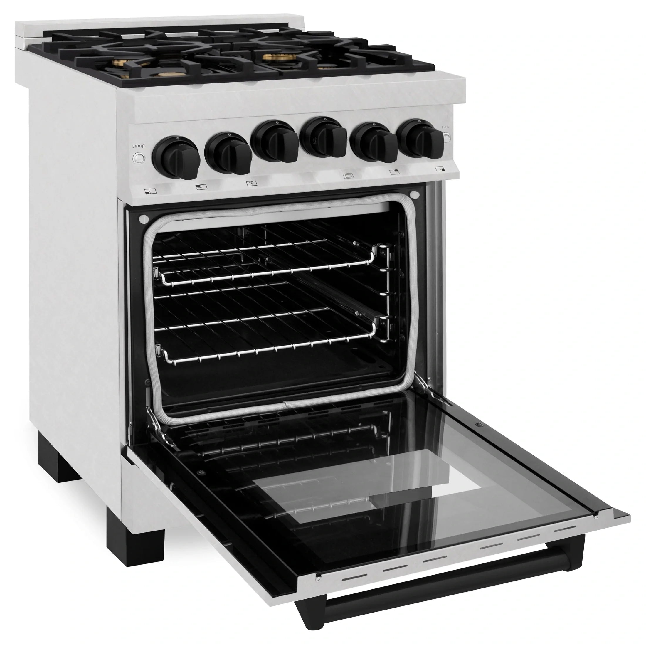 ZLINE Autograph Edition 24" 2.8 cu. ft. Range with Gas Stove and Gas Oven in DuraSnow Stainless Steel with Champagne Bronze Accents