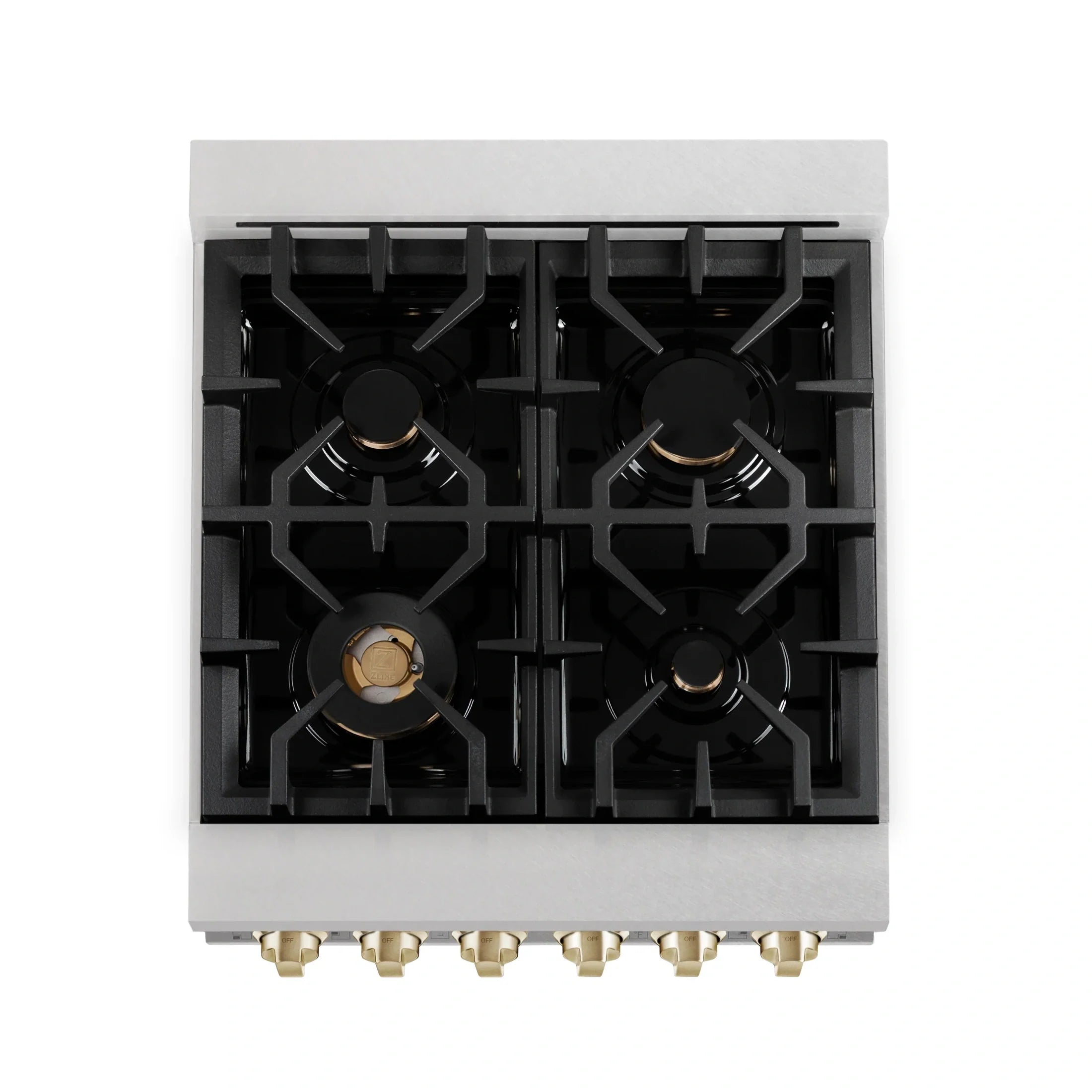 ZLINE Autograph Edition 24" 2.8 cu. ft. Range with Gas Stove and Gas Oven in DuraSnow Stainless Steel with White Matte Door and Matte Black Accents 