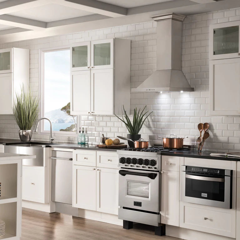 ZLINE Autograph Edition 24 in. 2.8 cu. ft. Dual Fuel Range with Gas Stove and Electric Oven in Stainless Steel with Matte Black Accents, RAZ-24-MB