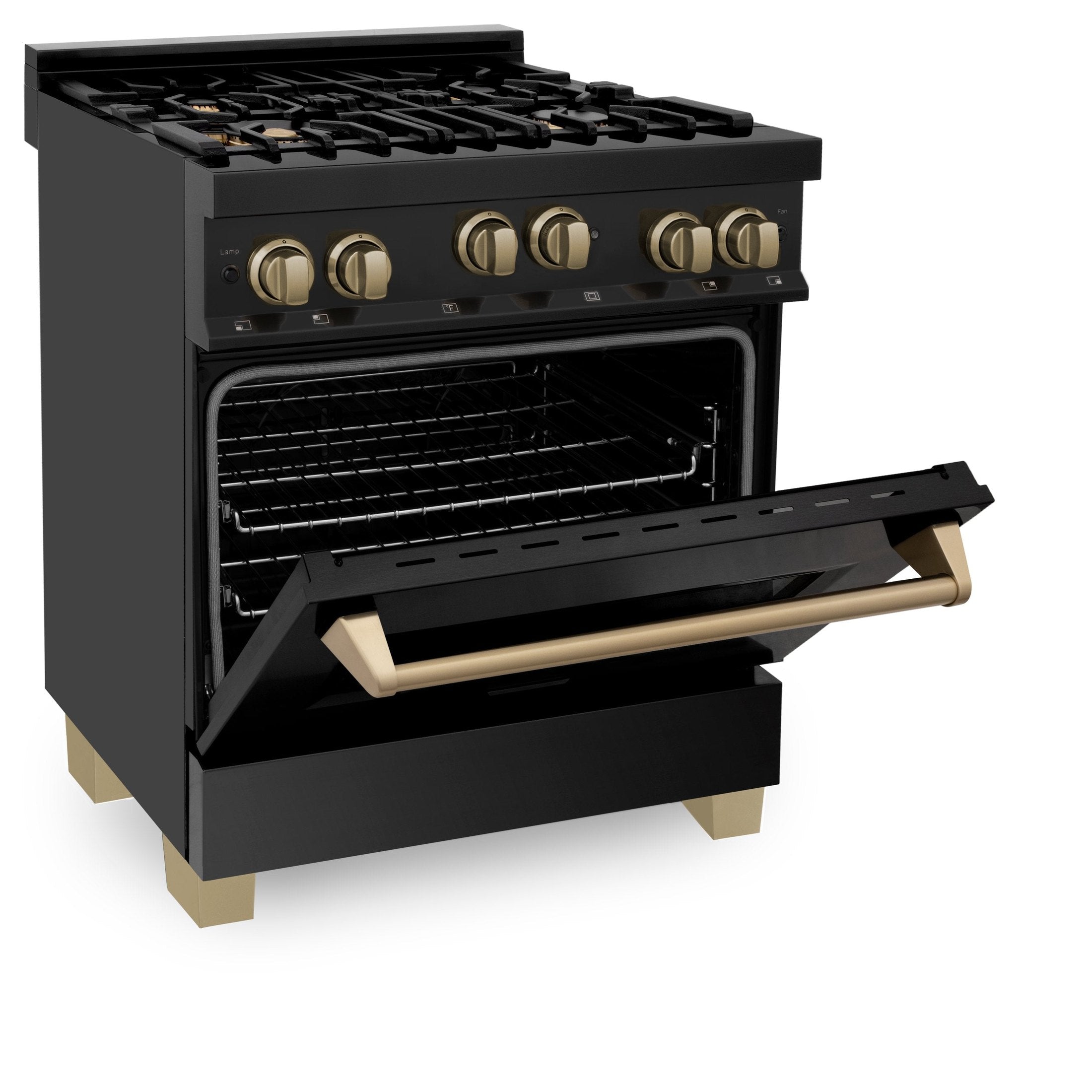ZLINE Autograph Edition 30" 4.0 cu. ft. Range with Gas Stove and Gas Oven in Black Stainless Steel with Accents