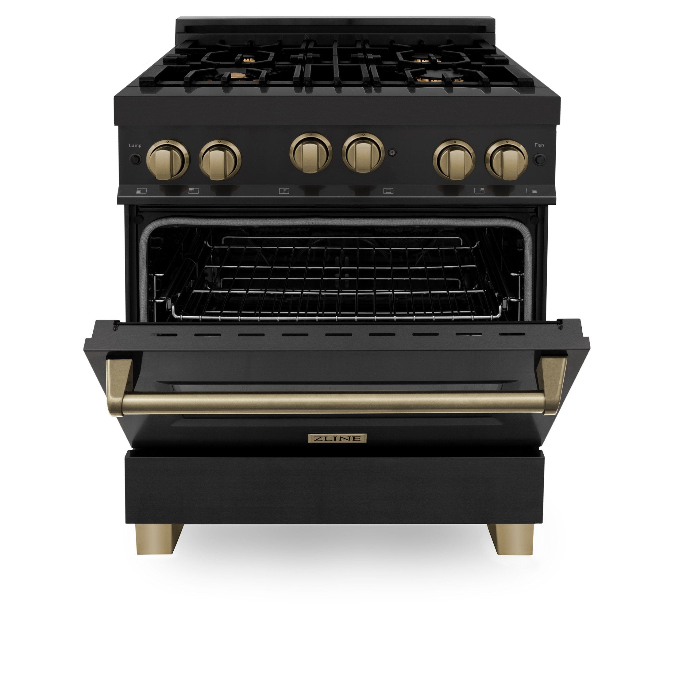 ZLINE Autograph Edition 30" 4.0 cu. ft. Range with Gas Stove and Gas Oven in Black Stainless Steel with Accents