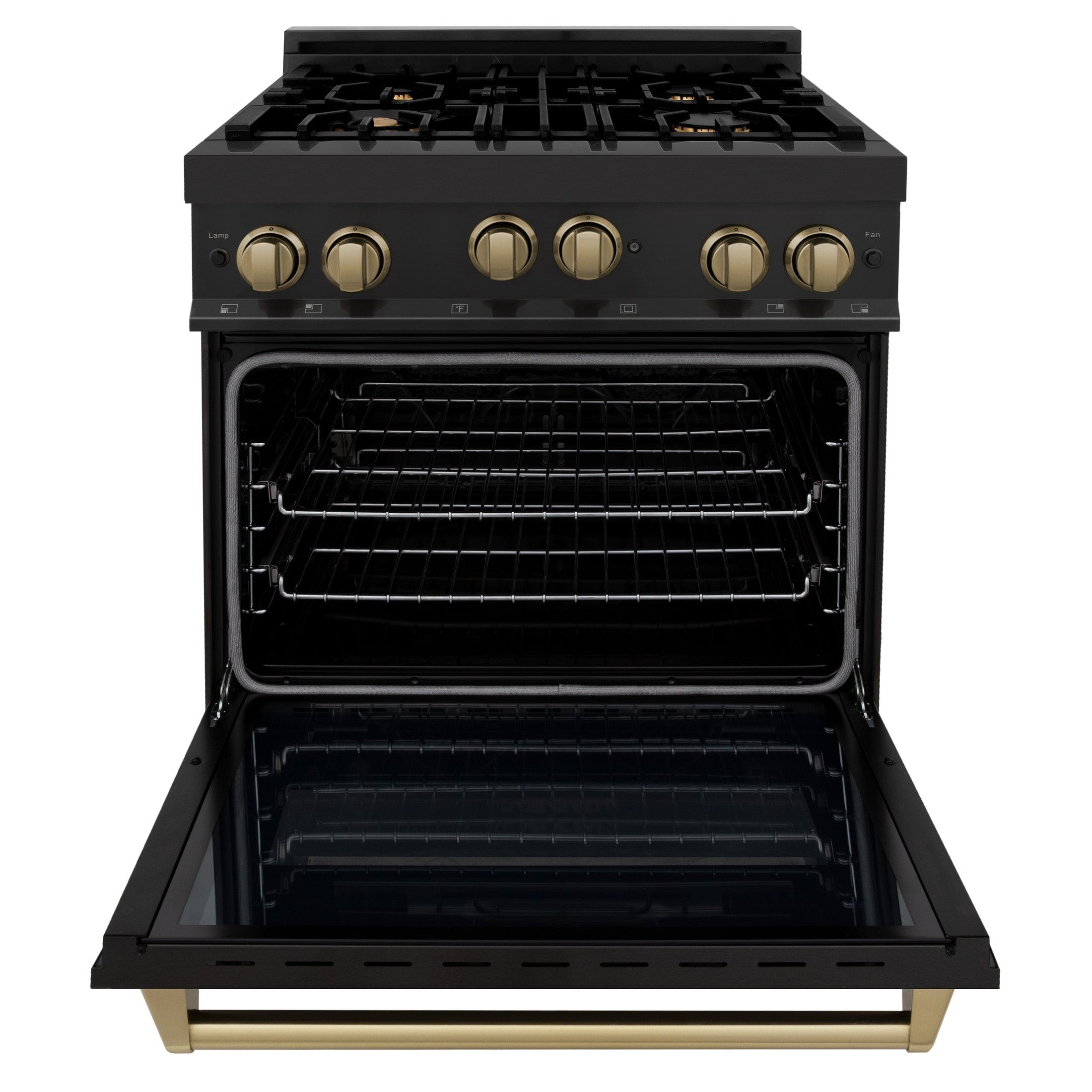 ZLINE Autograph Edition 30" 4.0 cu. ft. Range with Gas Stove and Gas Oven in Black Stainless Steel with Accents
