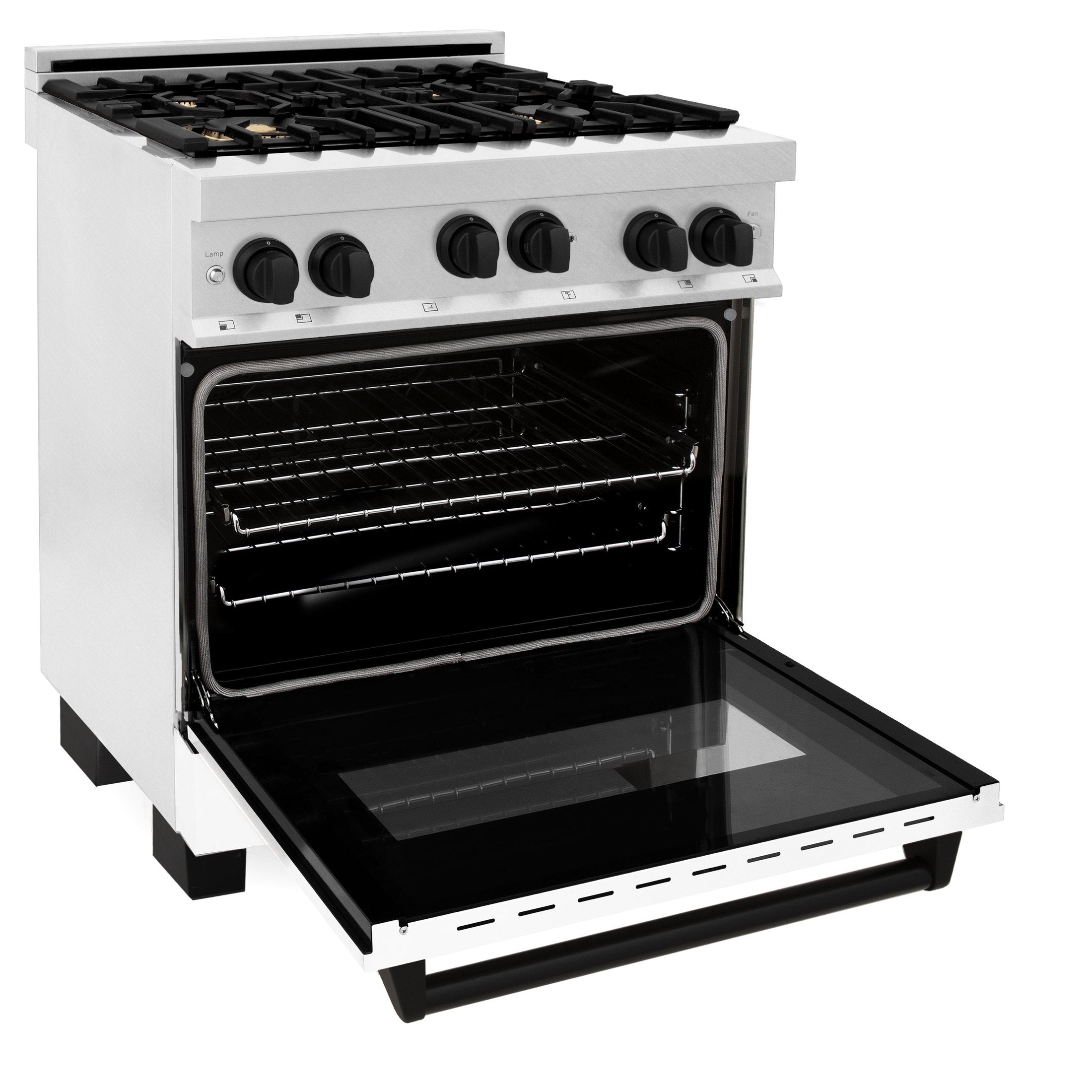 ZLINE Autograph Edition 30" 4.0 cu. ft. Range with Gas Stove and Gas Oven in DuraSnow Stainless Steel with White Matte Door and Accents