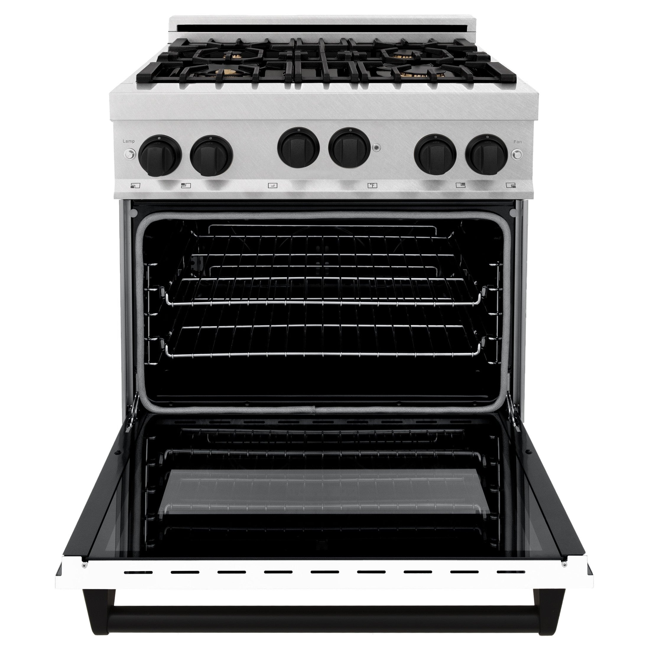 ZLINE Autograph Edition 30" 4.0 cu. ft. Range with Gas Stove and Gas Oven in DuraSnow Stainless Steel with White Matte Door and Accents
