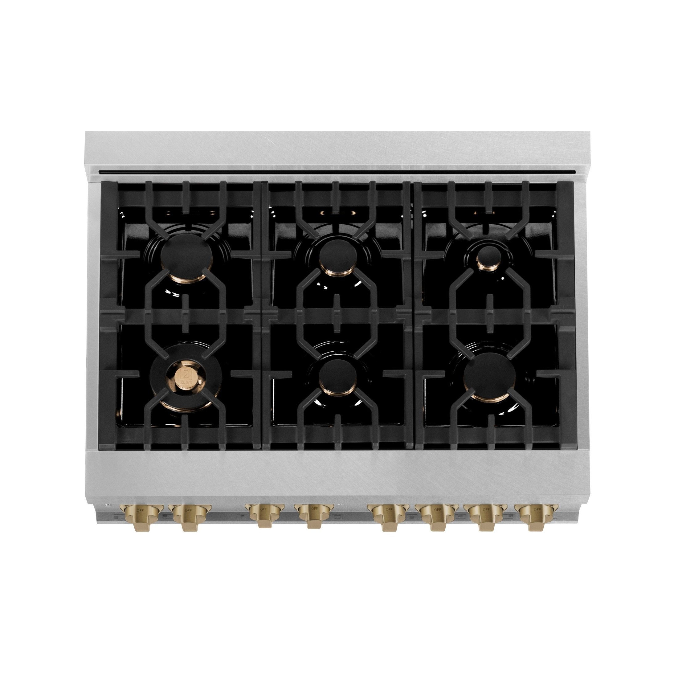 ZLINE Autograph Edition 36" 4.6 cu. ft. Dual Fuel Range with Gas Stove and Electric Oven in DuraSnow Stainless Steel with Accents