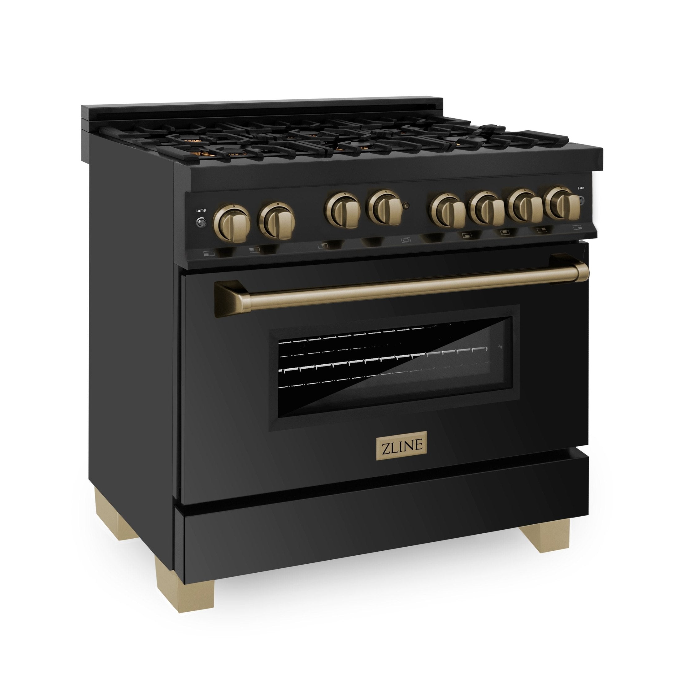 ZLINE Autograph Edition 36" 4.6 cu. ft. Range with Gas Stove and Gas Oven in Black Stainless Steel with Accents