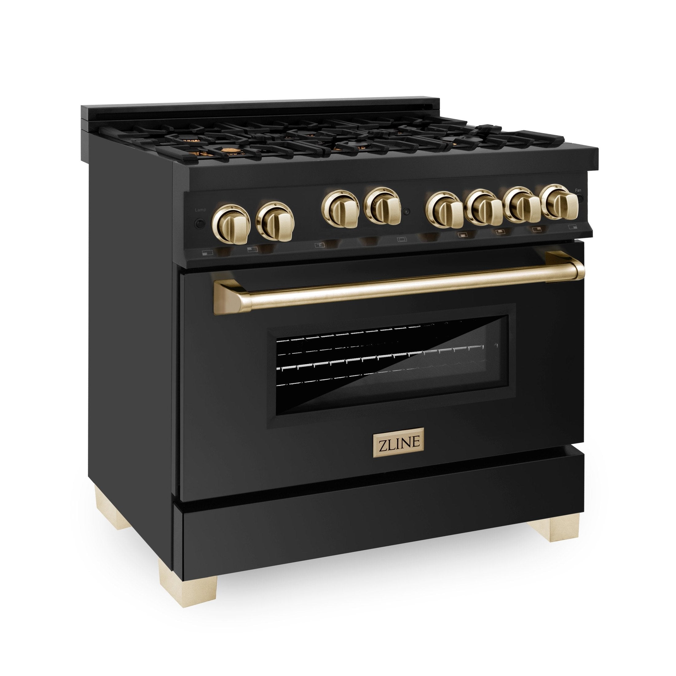 ZLINE Autograph Edition 36" 4.6 cu. ft. Range with Gas Stove and Gas Oven in Black Stainless Steel with Accents