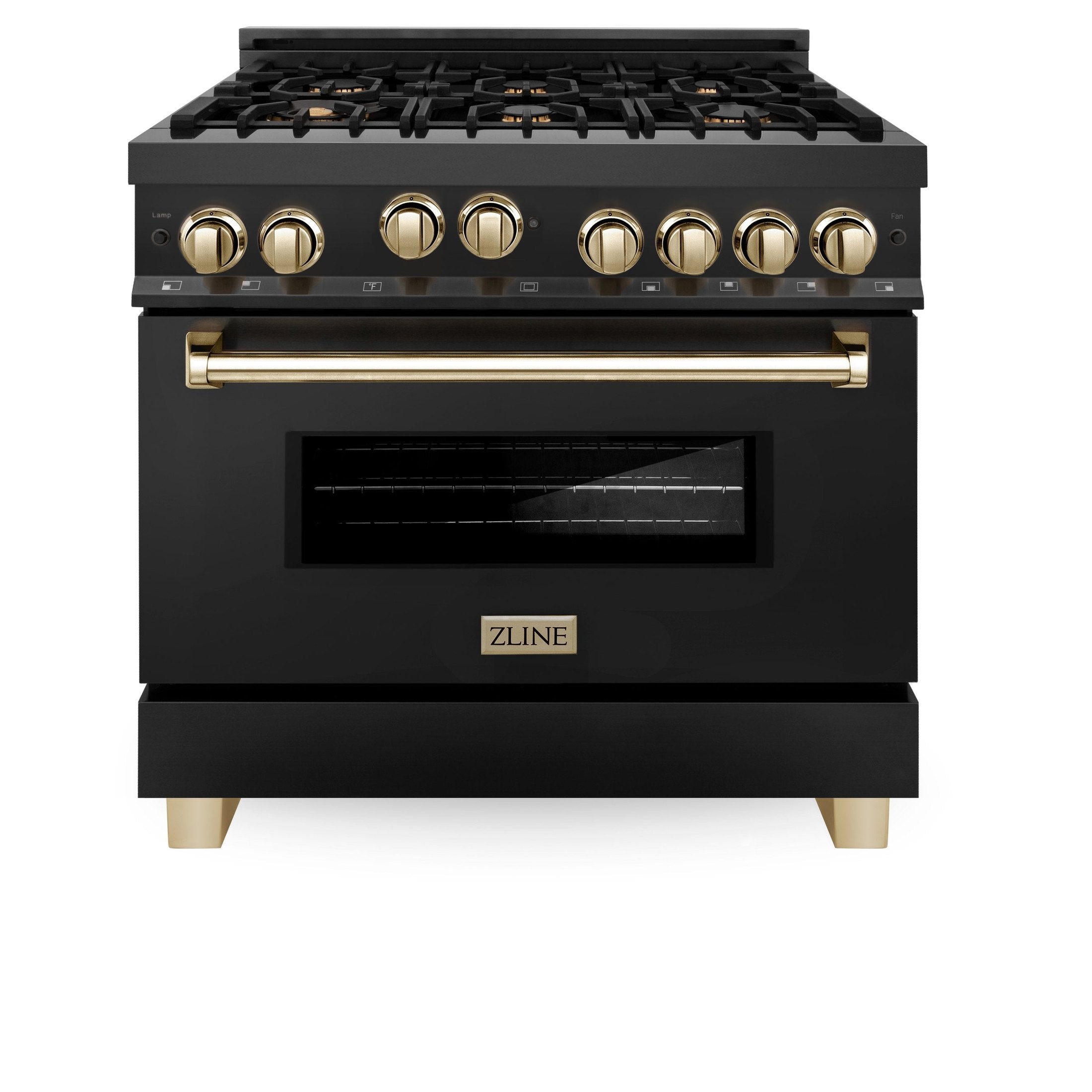 ZLINE Autograph Edition 36" 4.6 cu. ft. Range with Gas Stove and Gas Oven in Black Stainless Steel with Accents