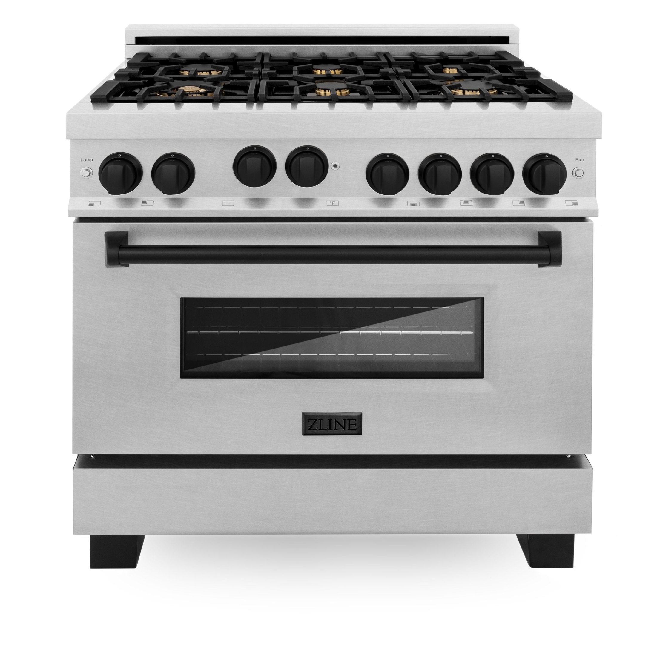 ZLINE Autograph Edition 36" 4.6 cu. ft. Range with Gas Stove and Gas Oven in DuraSnow Stainless Steel with Accents