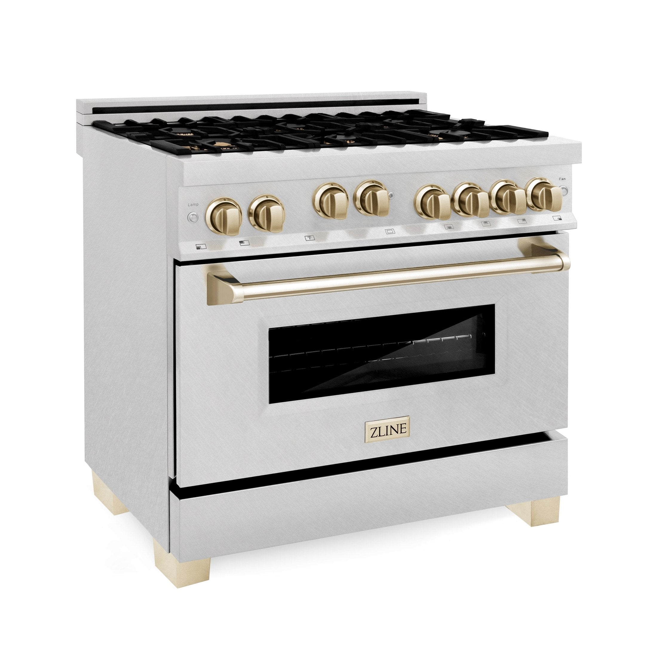 ZLINE Autograph Edition 36" 4.6 cu. ft. Range with Gas Stove and Gas Oven in DuraSnow Stainless Steel with Accents