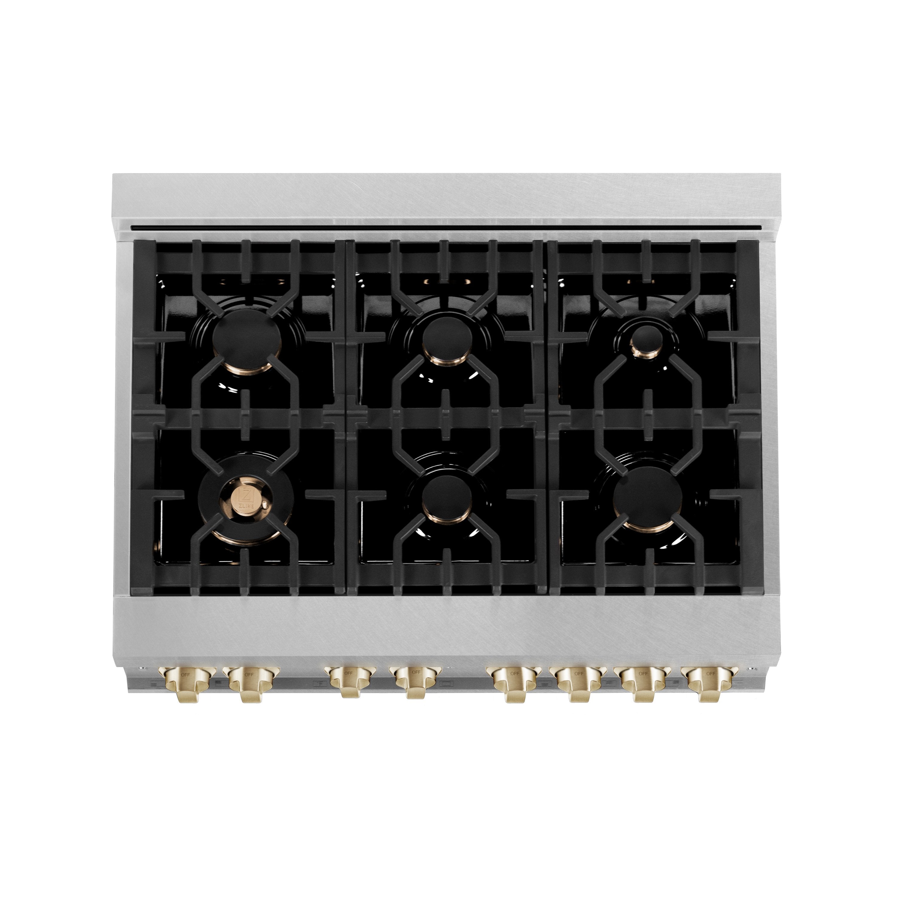 ZLINE Autograph Edition 36" 4.6 cu. ft. Range with Gas Stove and Gas Oven in DuraSnow Stainless Steel with Accents
