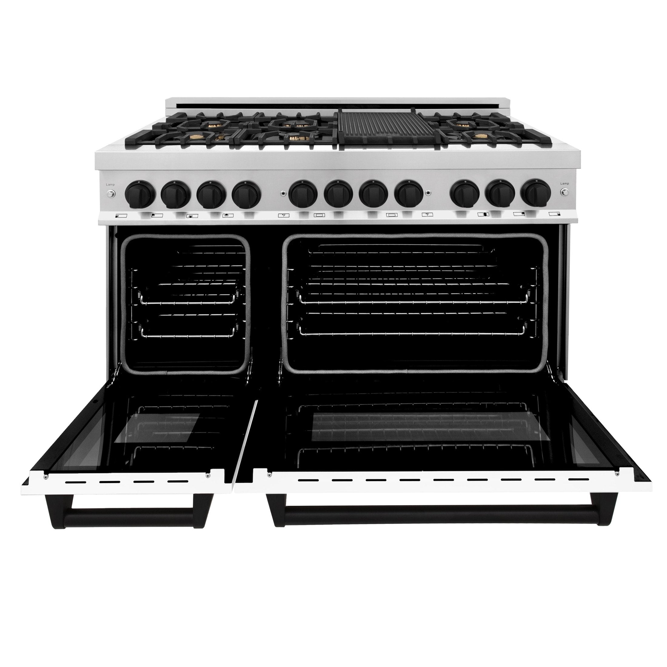 ZLINE Autograph Edition 48" 6.0 cu. ft. Dual Fuel Range with Gas Stove and Electric Oven in Stainless Steel with White Matte Door and Accents