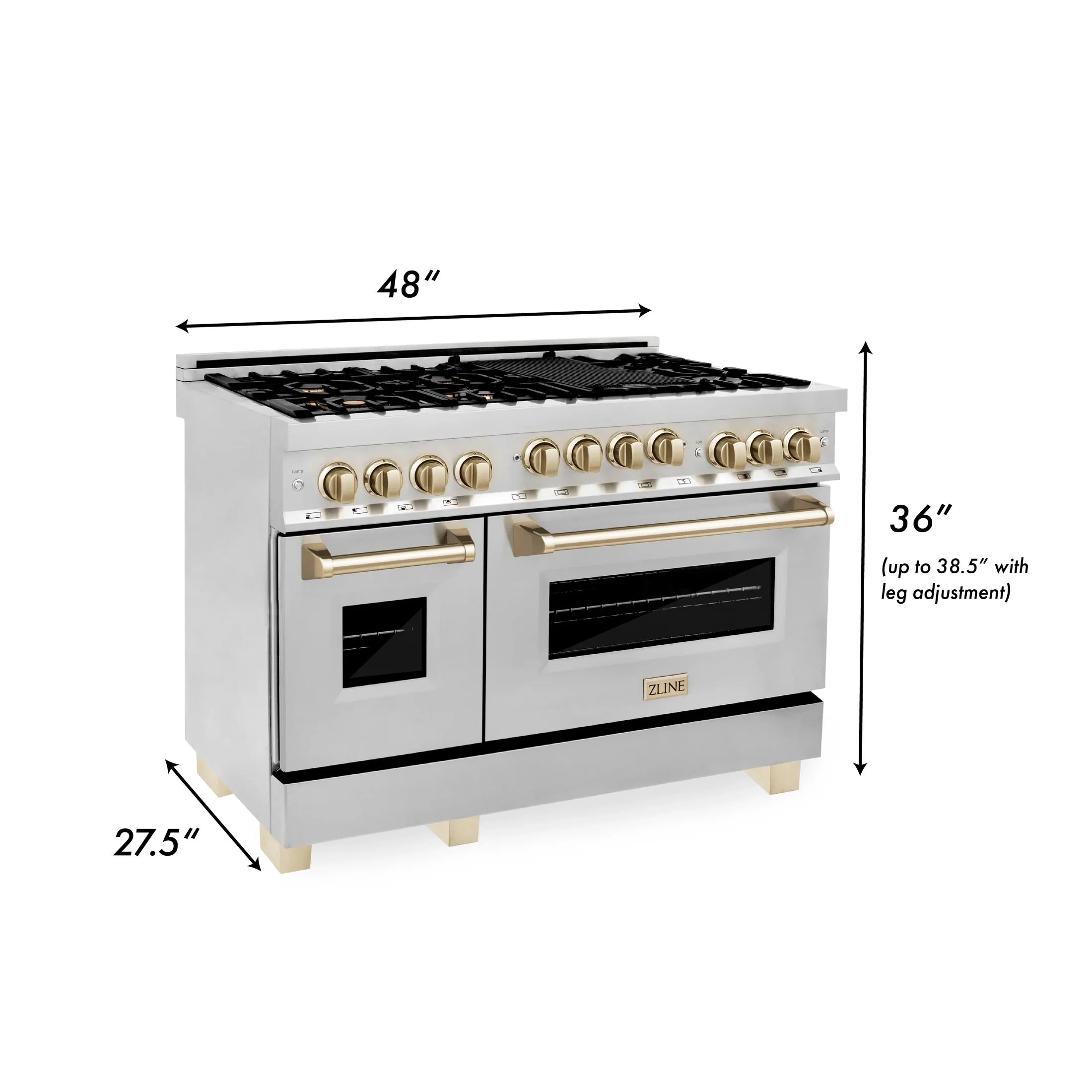 ZLINE Autograph Edition 48" 6.0 cu. ft. Range with Gas Stove and Gas Oven in DuraSnow Stainless Steel with Accents