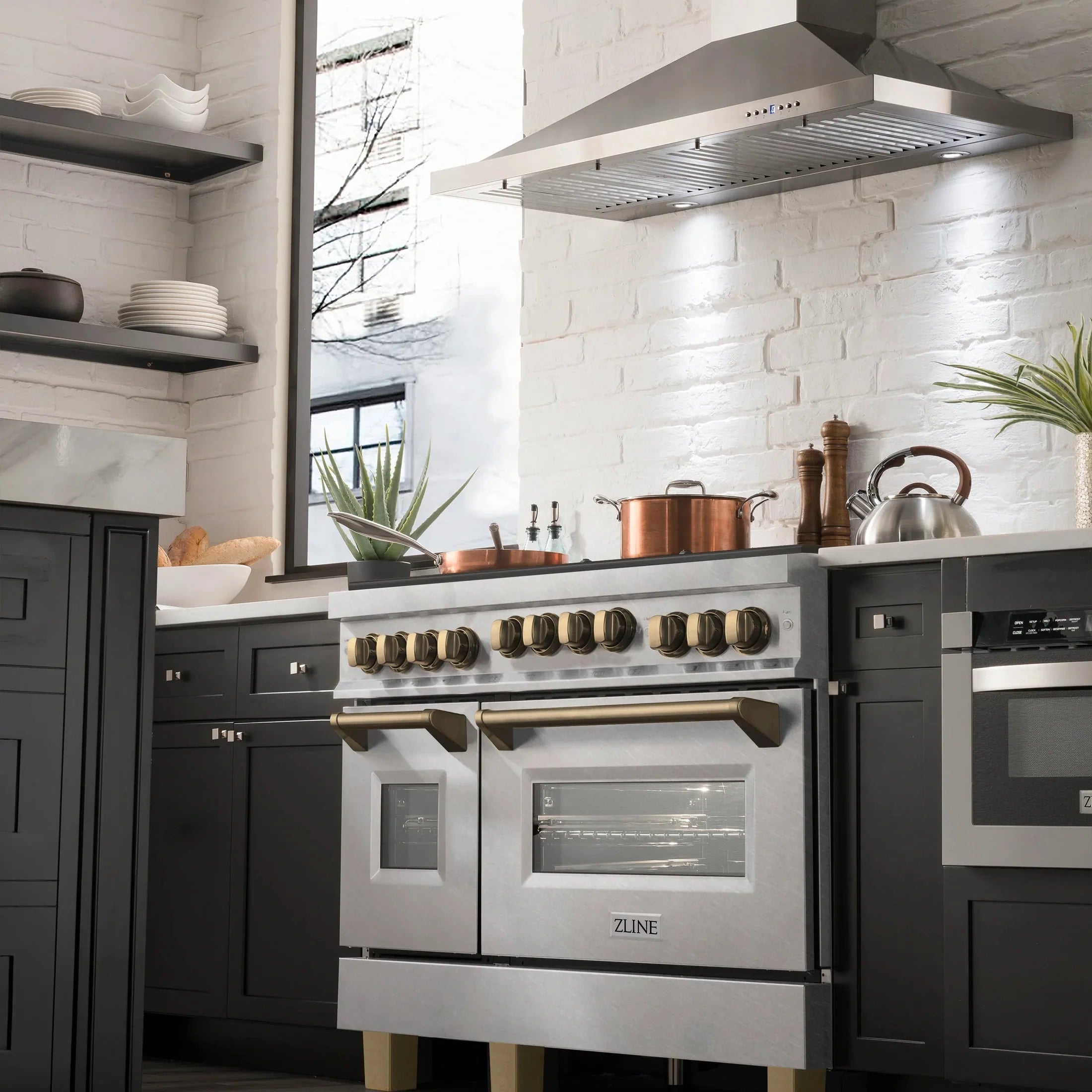 ZLINE Autograph Edition 48" 6.0 cu. ft. Range with Gas Stove and Gas Oven in DuraSnow Stainless Steel with Accents