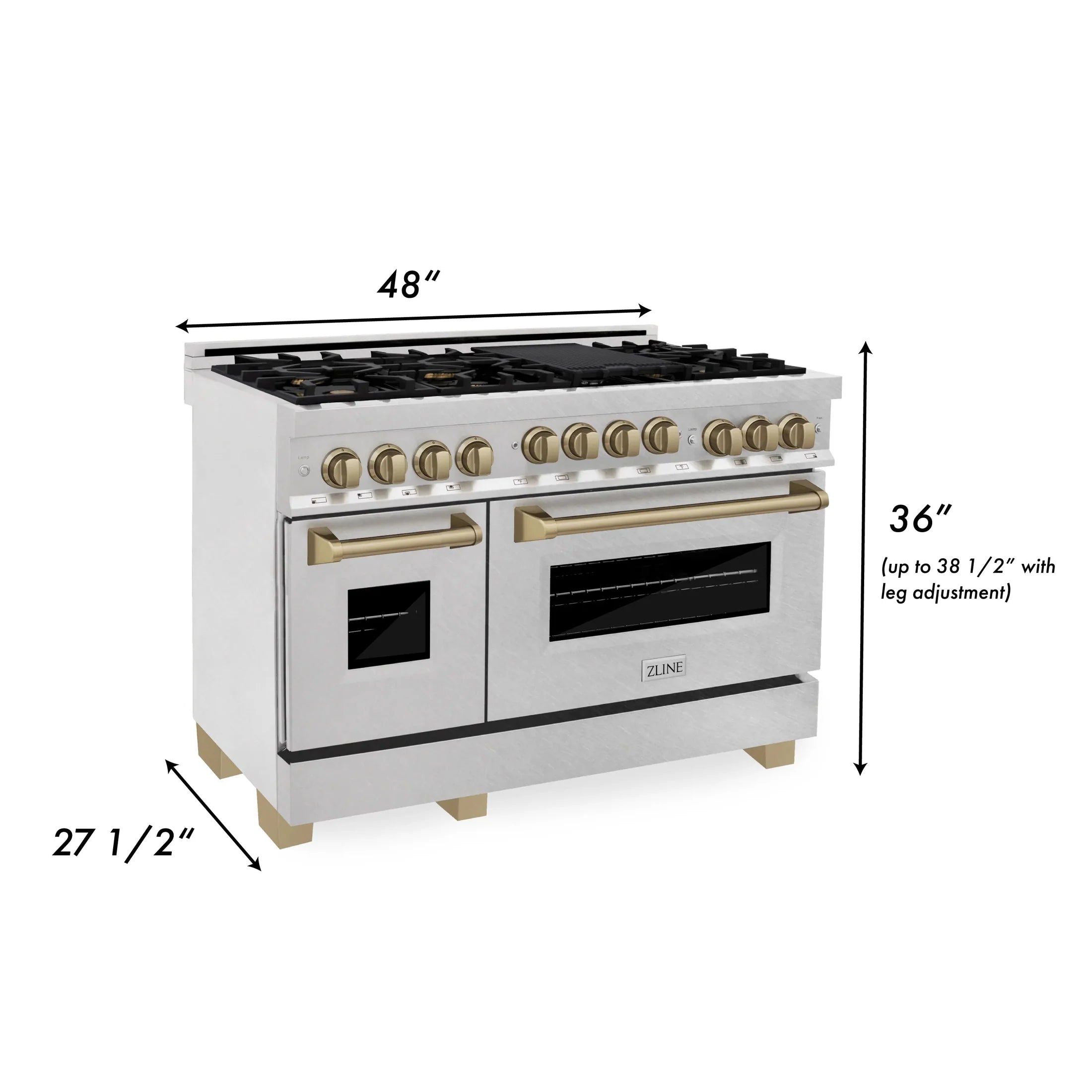 ZLINE Autograph Edition 48" 6.0 cu. ft. Range with Gas Stove and Gas Oven in DuraSnow Stainless Steel with Accents