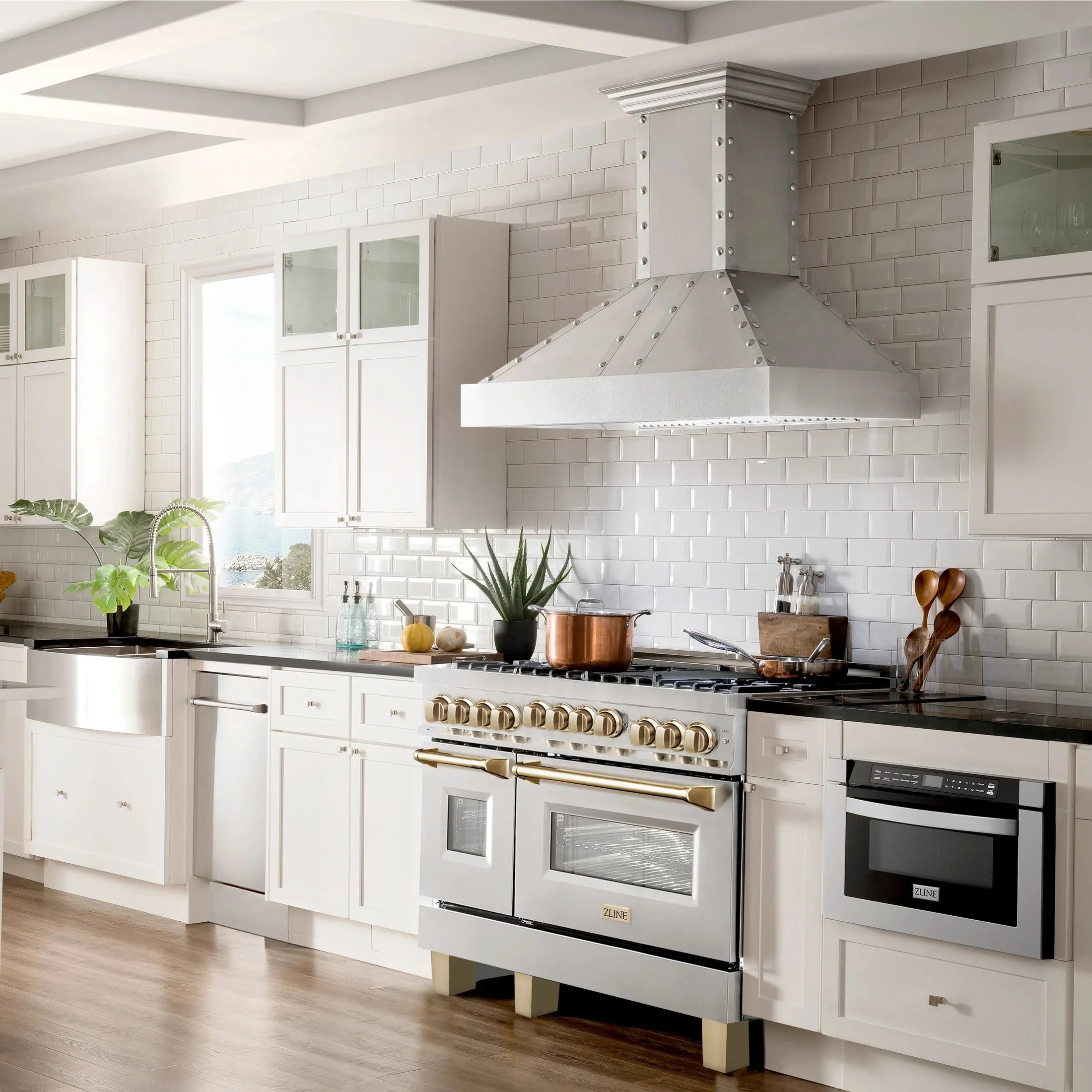 ZLINE Autograph Edition 48" 6.0 cu. ft. Range with Gas Stove and Gas Oven in DuraSnow Stainless Steel with Accents