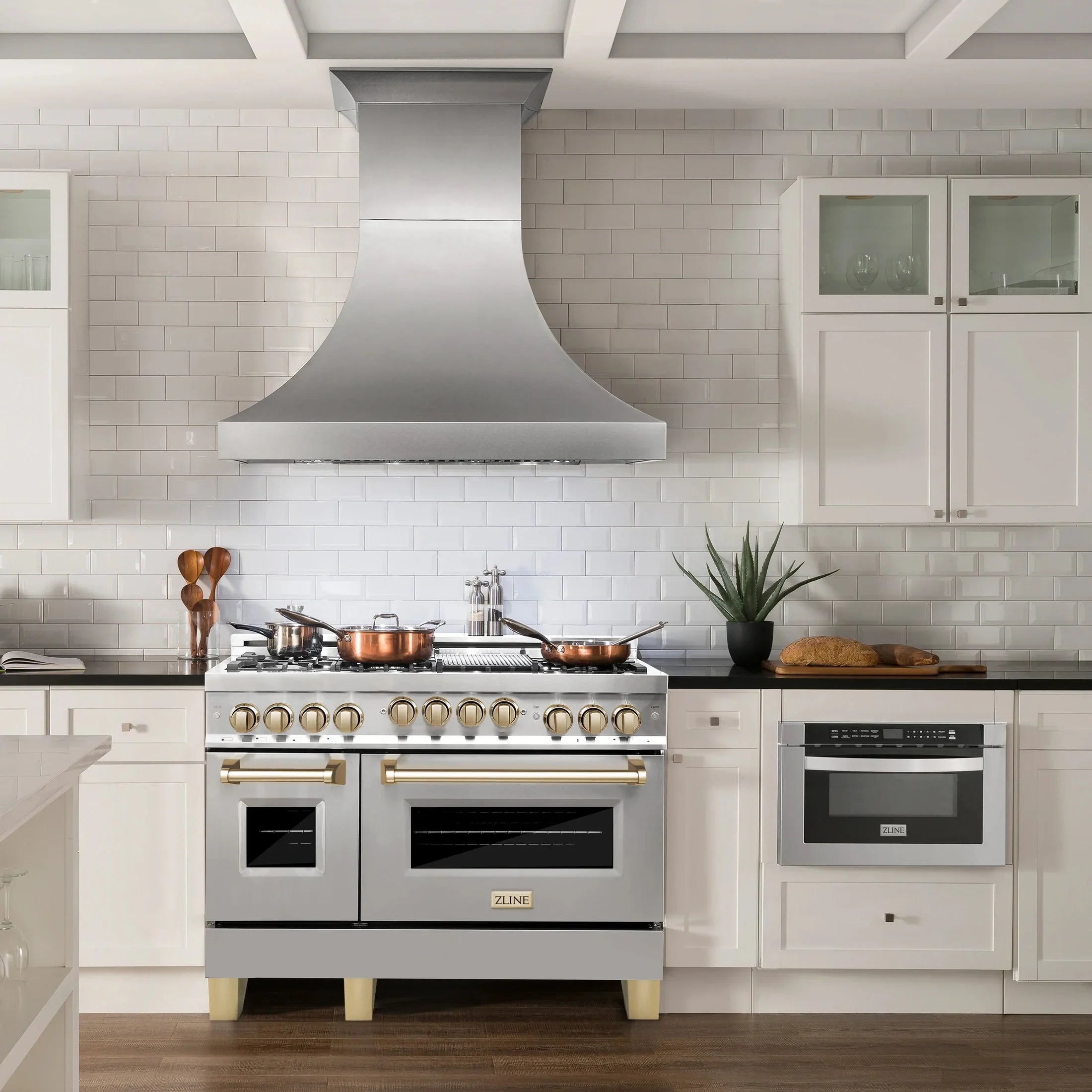 ZLINE Autograph Edition 48" 6.0 cu. ft. Range with Gas Stove and Gas Oven in DuraSnow Stainless Steel with Accents