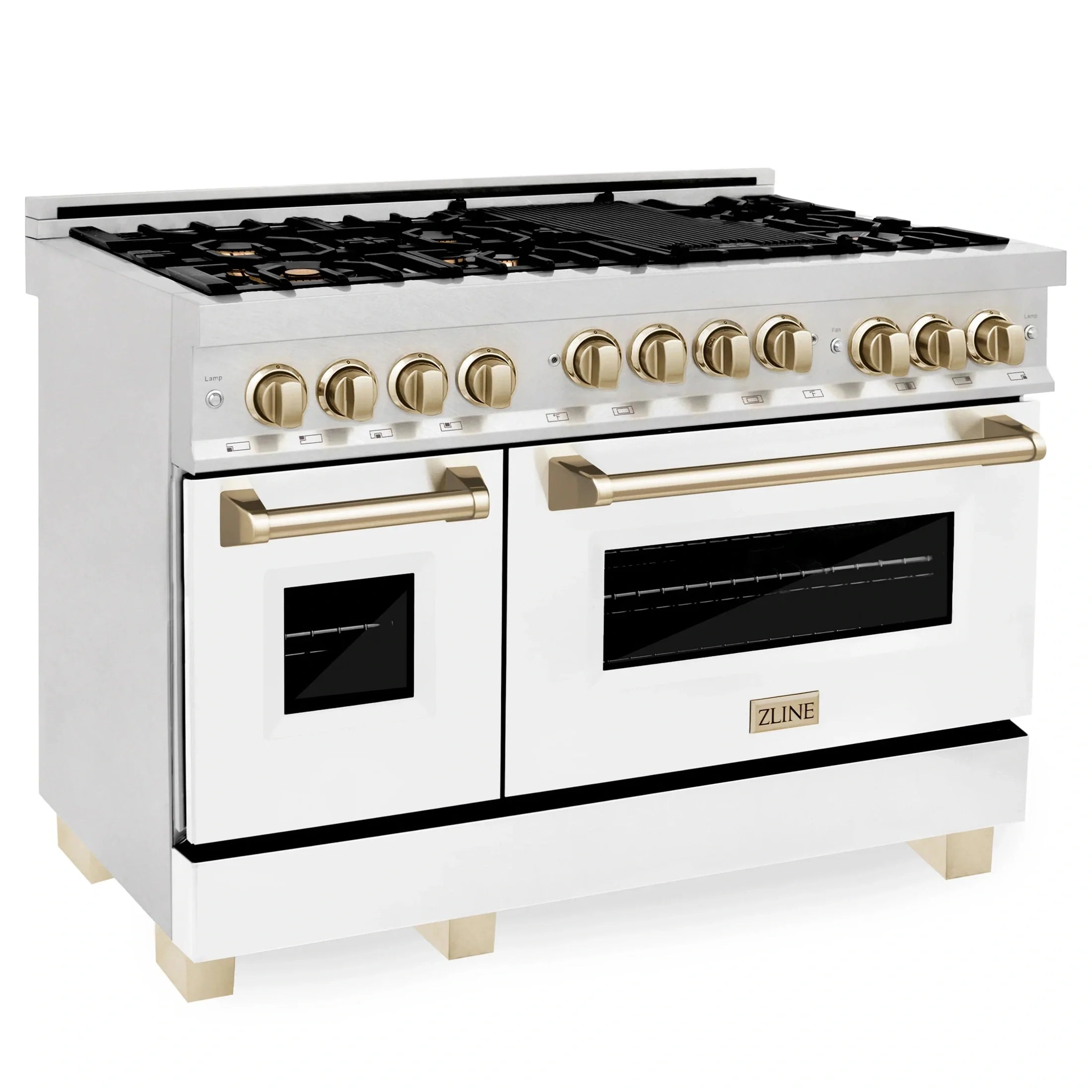 ZLINE Autograph Edition 48" 6.0 cu. ft. Range with Gas Stove and Gas Oven in DuraSnow Stainless Steel with White Matte Door 