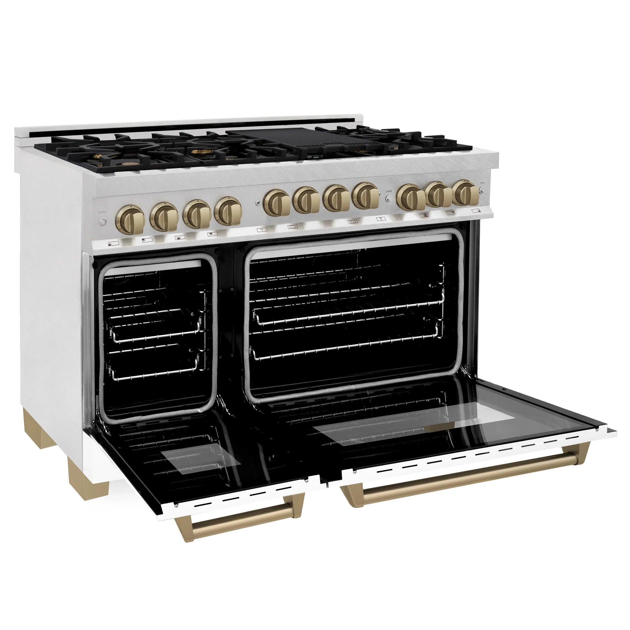 ZLINE Autograph Edition 48" 6.0 cu. ft. Range with Gas Stove and Gas Oven in DuraSnow Stainless Steel with White Matte Door 
