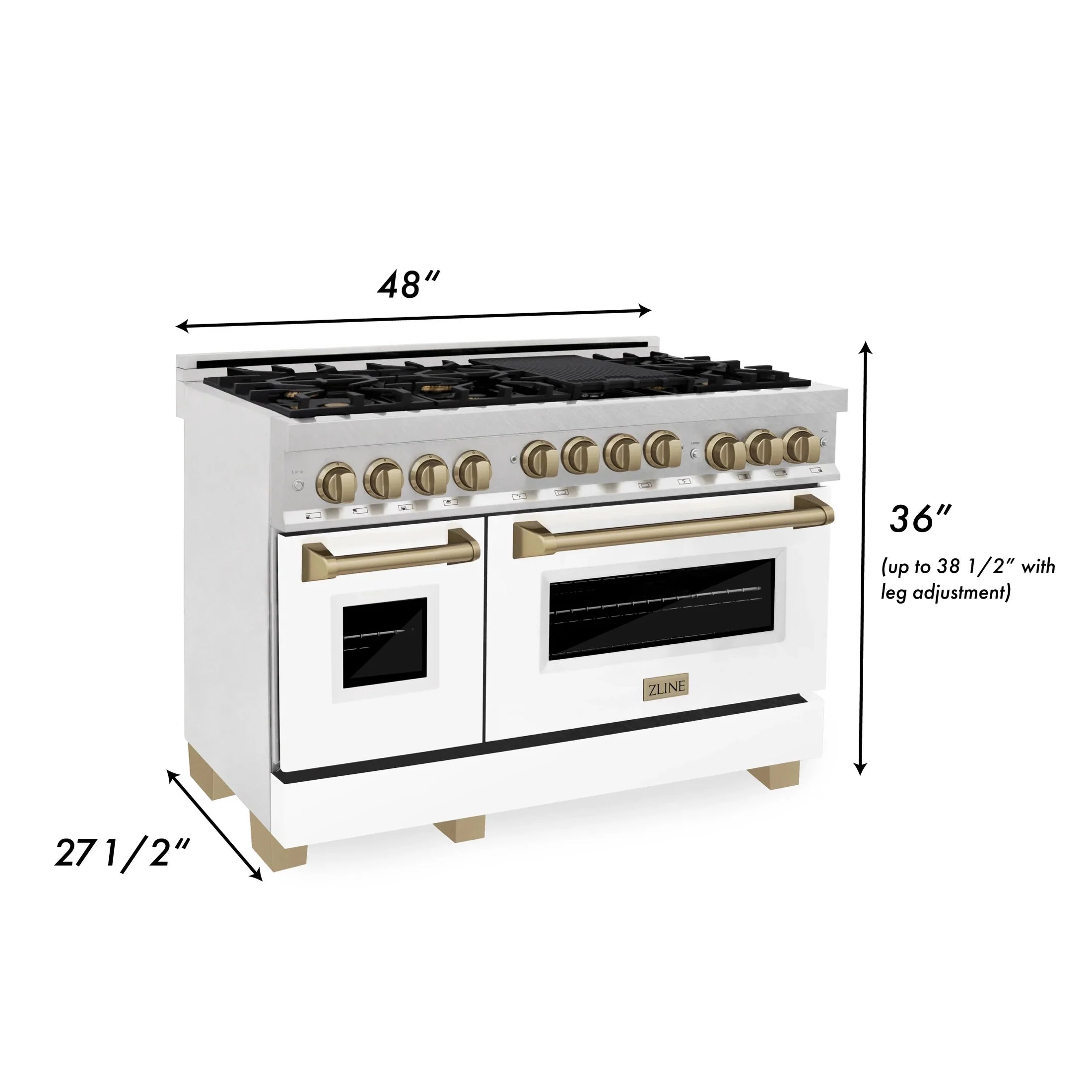 ZLINE Autograph Edition 48" 6.0 cu. ft. Range with Gas Stove and Gas Oven in DuraSnow Stainless Steel with White Matte Door 
