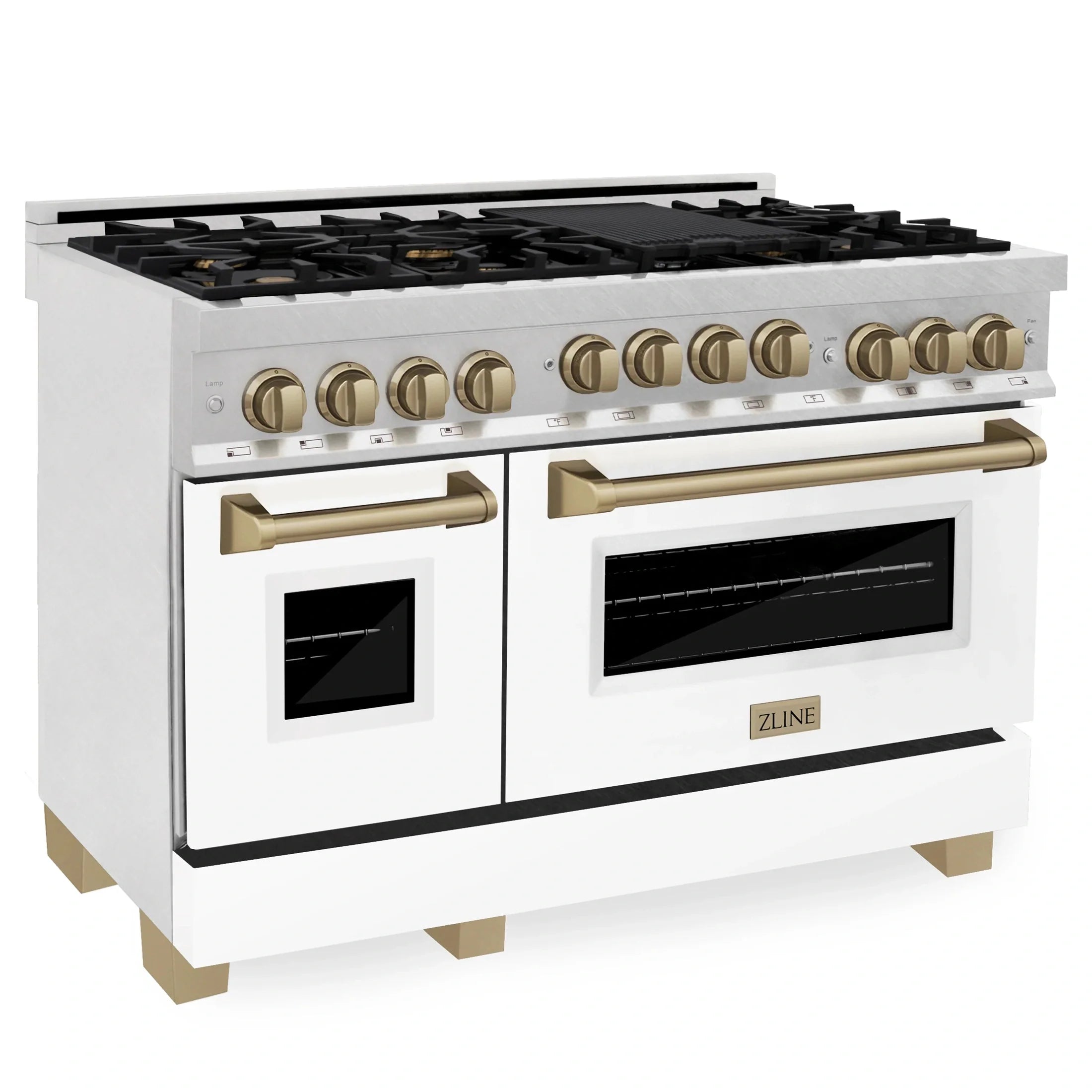 ZLINE Autograph Edition 48" 6.0 cu. ft. Range with Gas Stove and Gas Oven in DuraSnow Stainless Steel with White Matte Door 