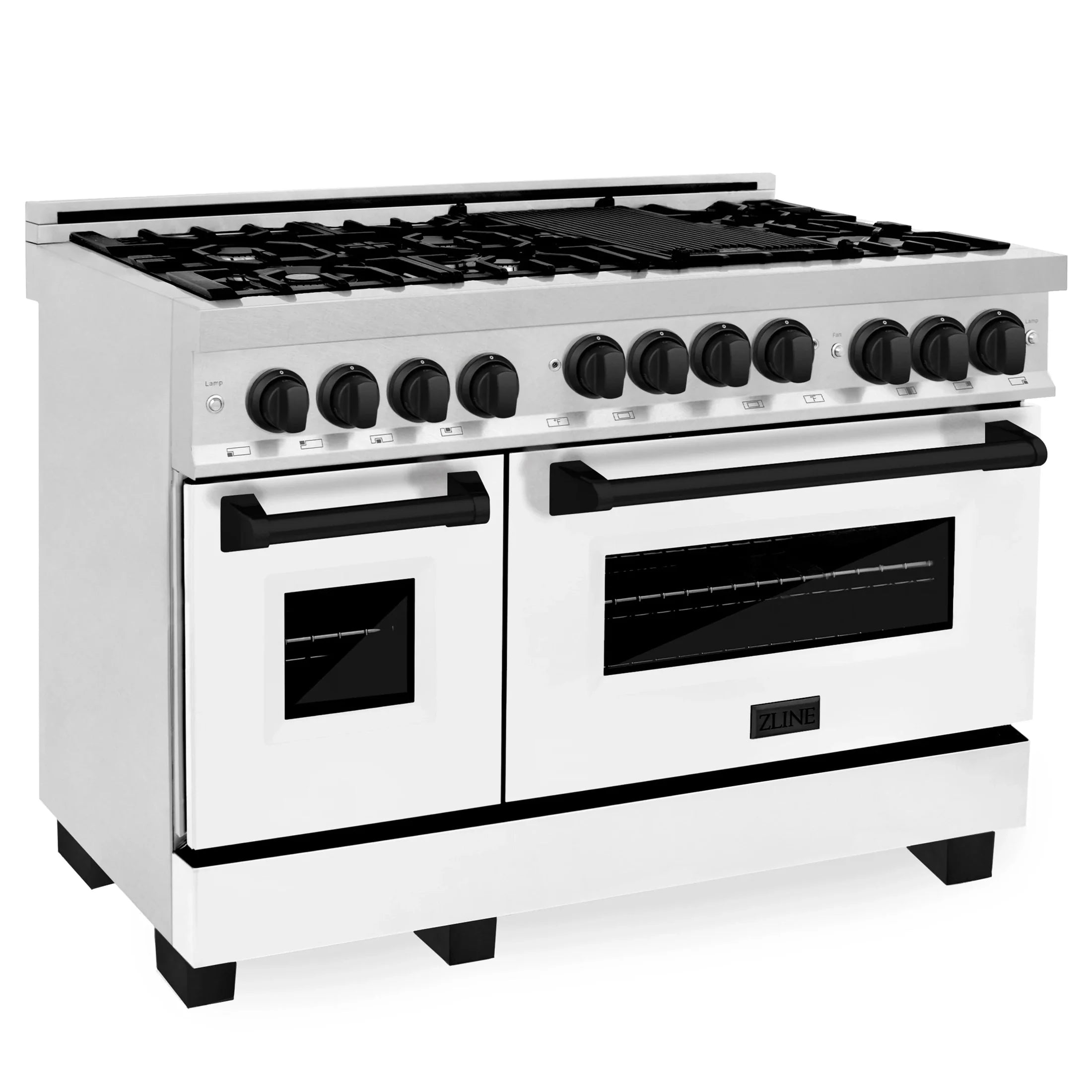 ZLINE Autograph Edition 48" 6.0 cu. ft. Range with Gas Stove and Gas Oven in DuraSnow Stainless Steel with White Matte Door 