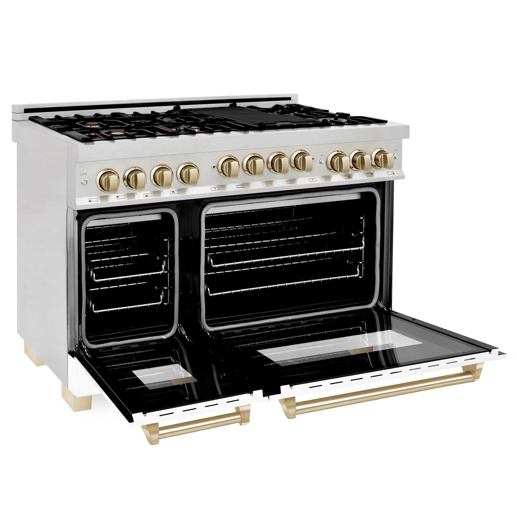 ZLINE Autograph Edition 48" 6.0 cu. ft. Range with Gas Stove and Gas Oven in DuraSnow Stainless Steel with White Matte Door 