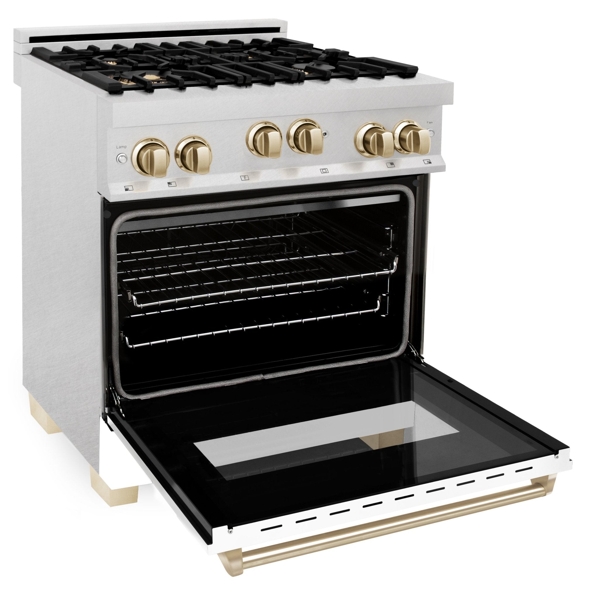 ZLINE Autograph Edition ZLINE Autograph Edition 30" 4.0 cu. ft. Range with Gas Stove and Gas Oven in DuraSnow® Stainless Steel with White Matte Door and Accents RGSZ-WM-30