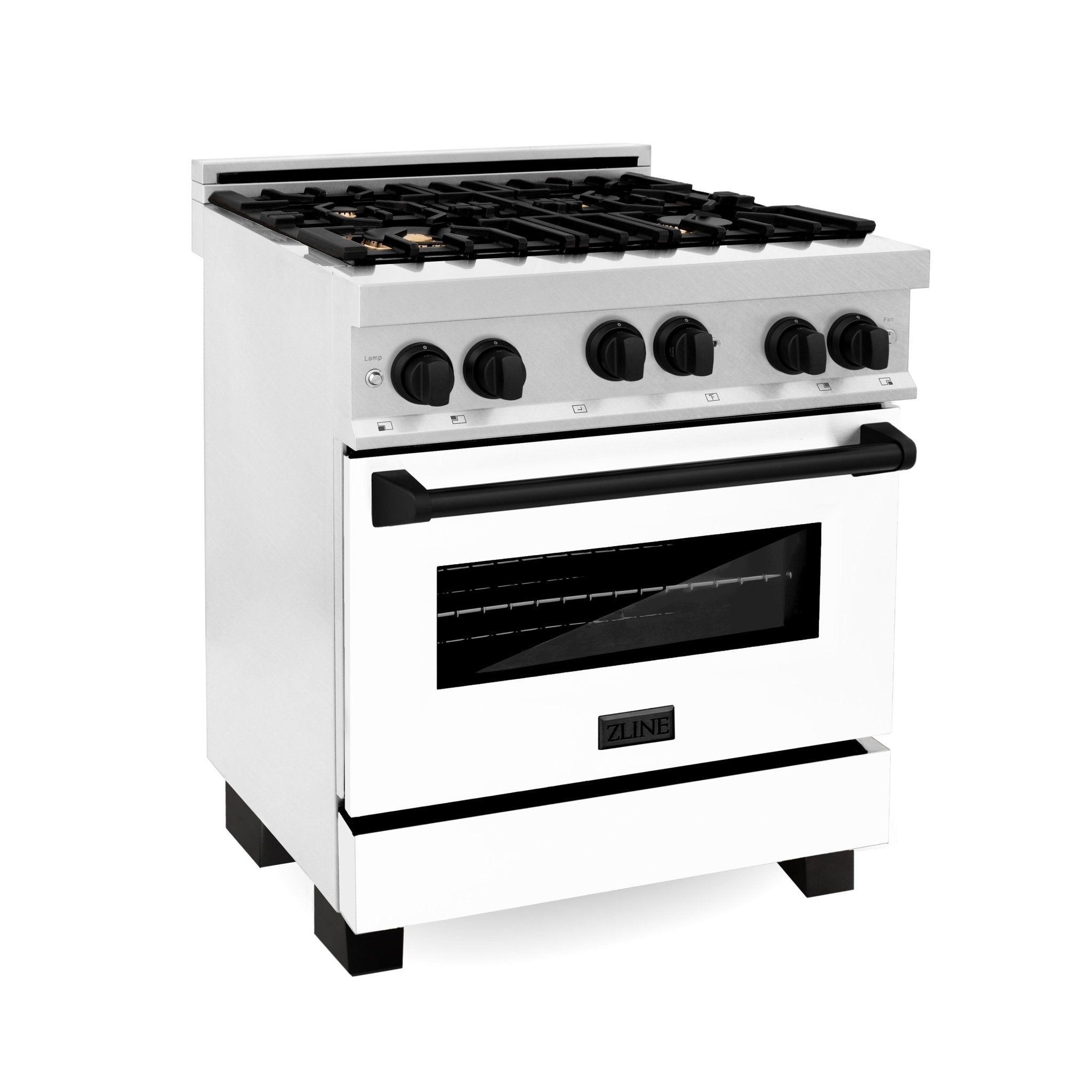 ZLINE Autograph Edition ZLINE Autograph Edition 30" 4.0 cu. ft. Range with Gas Stove and Gas Oven in DuraSnow® Stainless Steel with White Matte Door and Accents RGSZ-WM-30