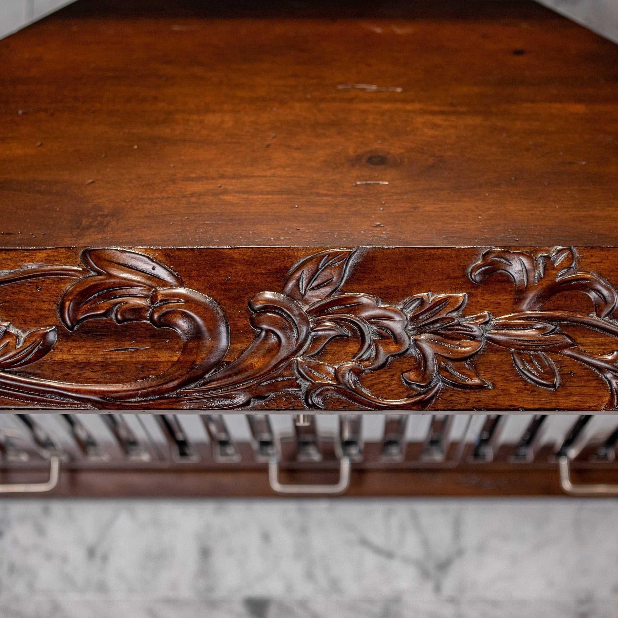ZLINE Carved Wooden Wall Mount Range Hood in Walnut - Includes Motor - KBRRC