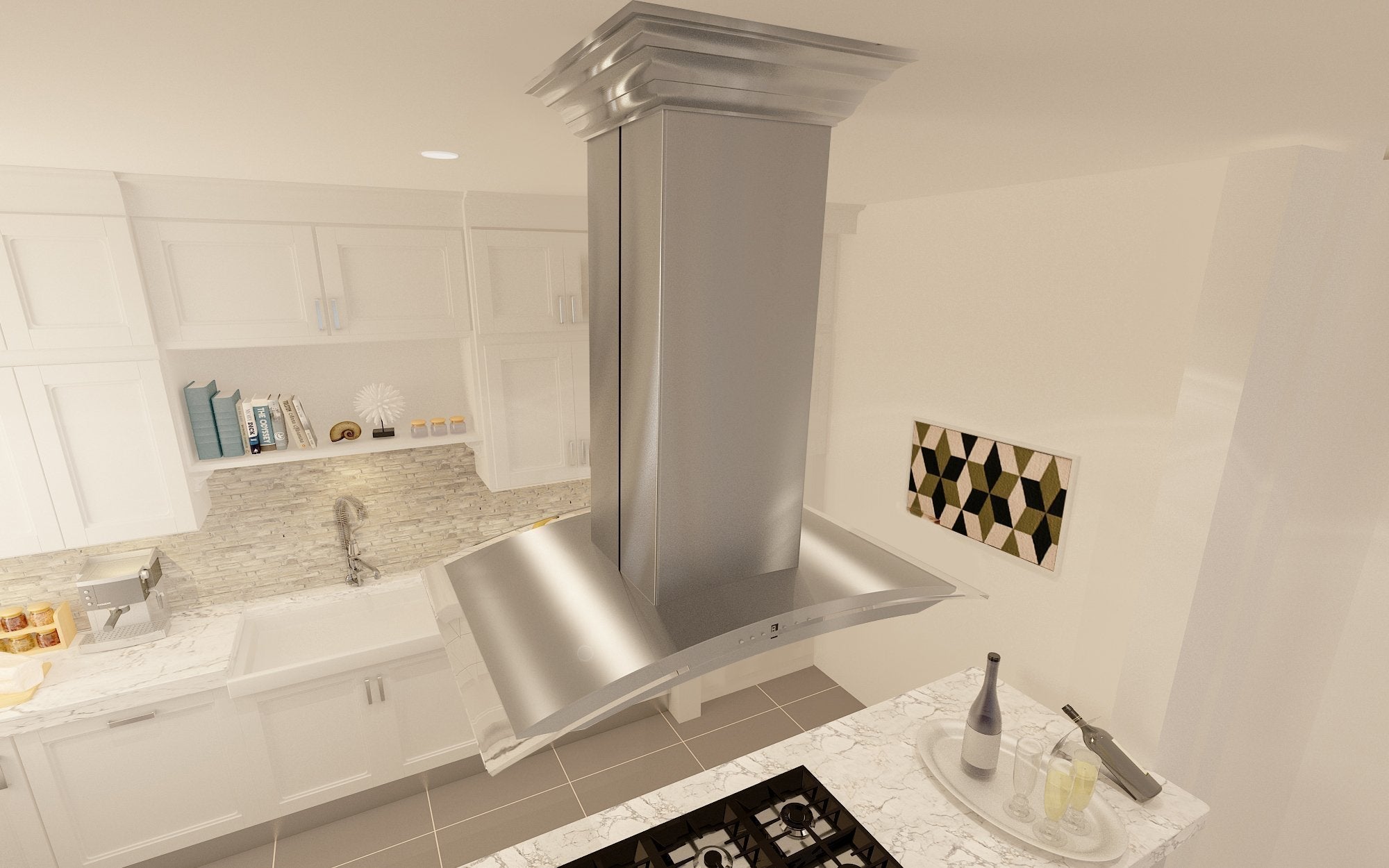ZLINE Island Mount Range Hood in DuraSnow Stainless Steel & Glass 