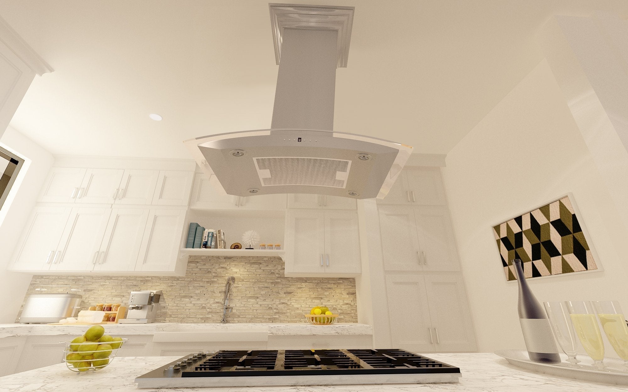 ZLINE Island Mount Range Hood in DuraSnow Stainless Steel & Glass 