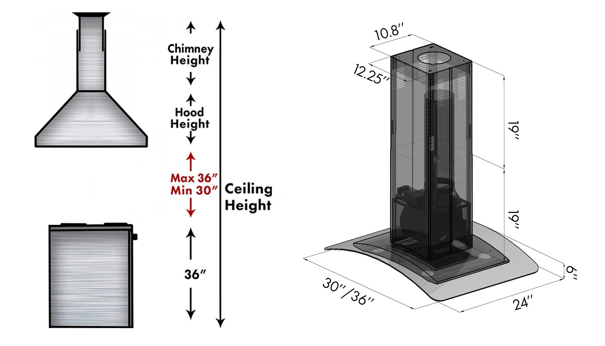 ZLINE Island Mount Range Hood in DuraSnow Stainless Steel & Glass 