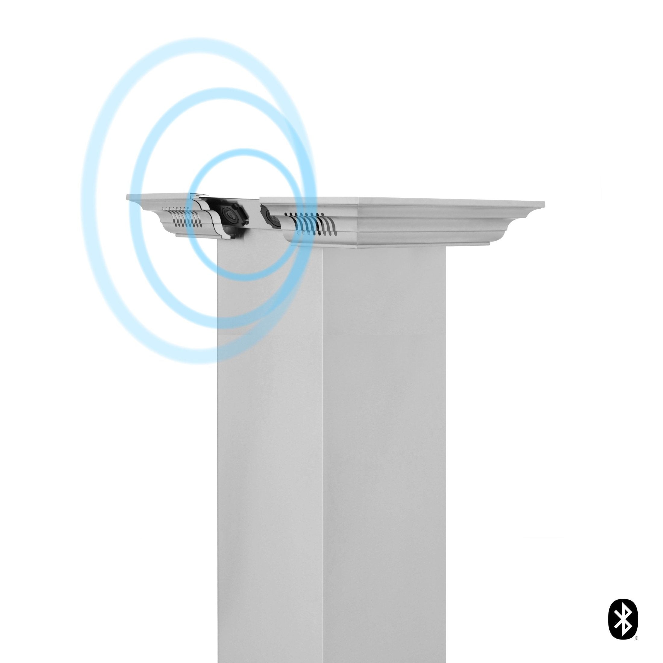 Products ZLINE Island Mount Range Hood in Stainless Steel with Built-in CrownSound‚ Bluetooth Speakers