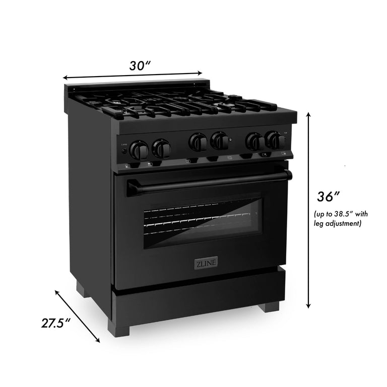 ZLINE Package - 30 in. Gas Range, Range Hood, Microwave & Dishwasher Package, 4KP-RGBRBRH30-MWDW