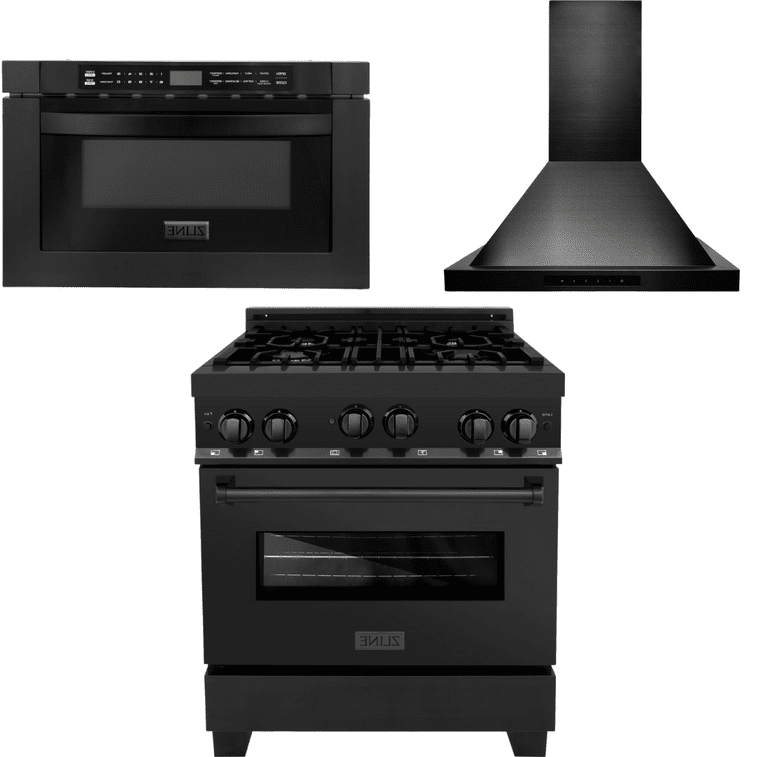 ZLINE Package - 30 in. Gas Range, Range Hood & Microwave Package, 3KP-RGBRBRH30-MW