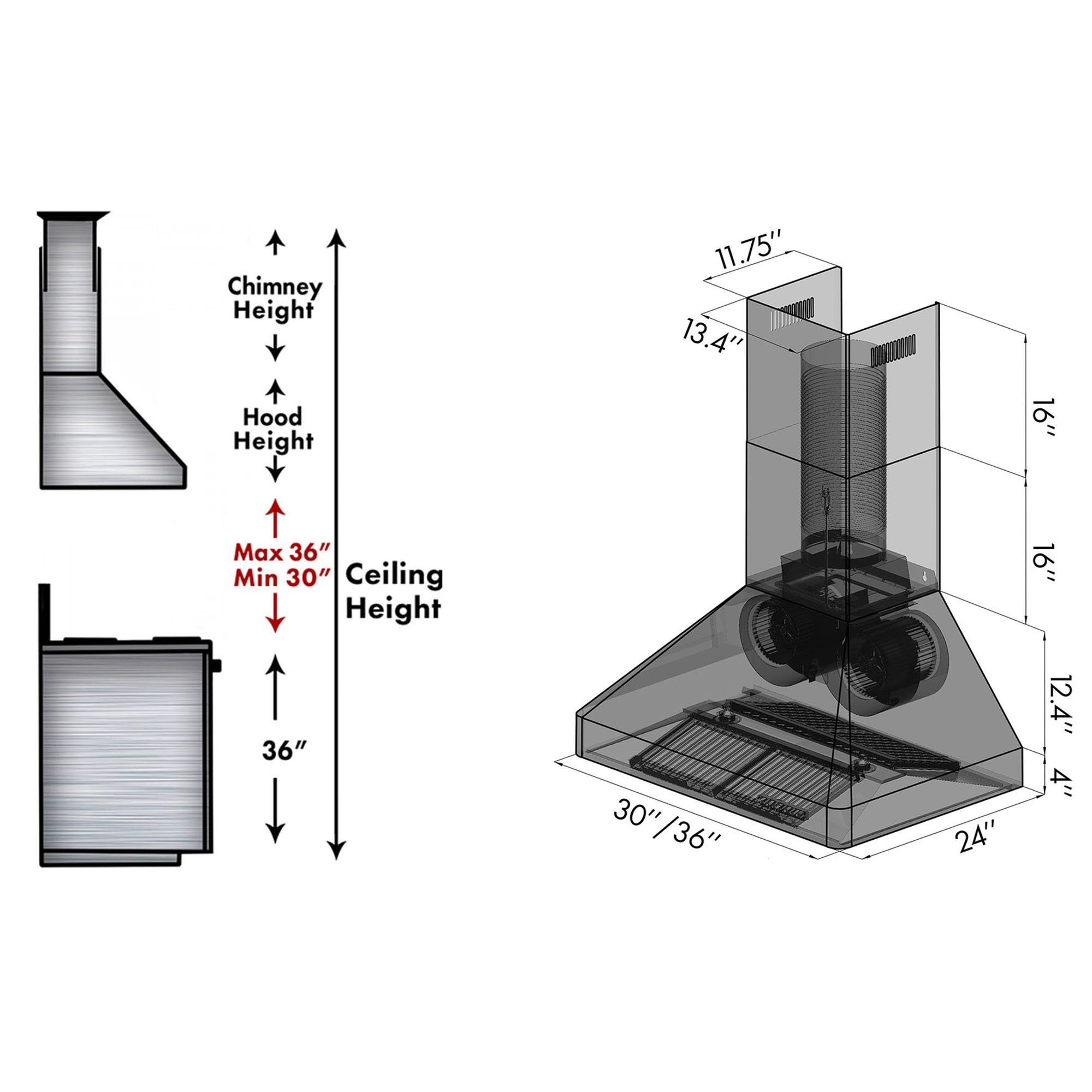 ZLINE Professional Wall Mount Range Hood in Stainless Steel 