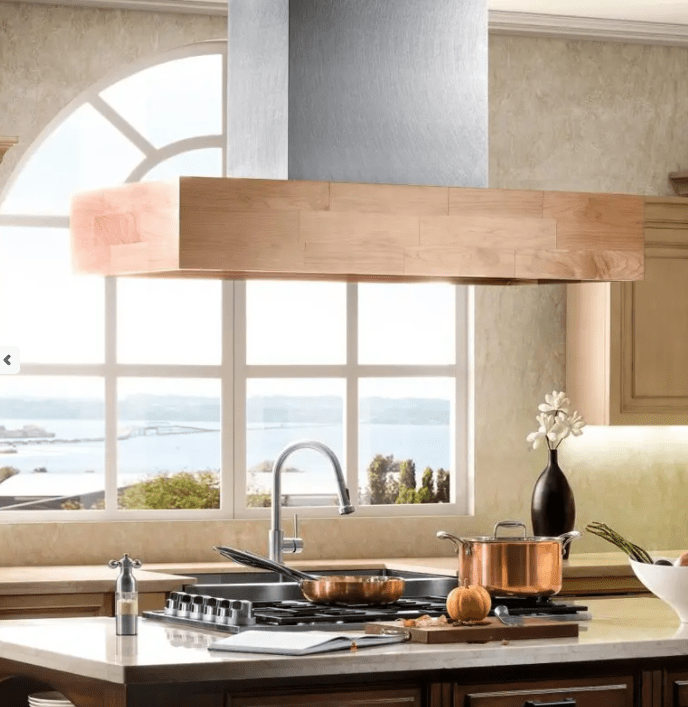 ZLINE Remote Blower Designer Series Wooden Island Mount Range Hood