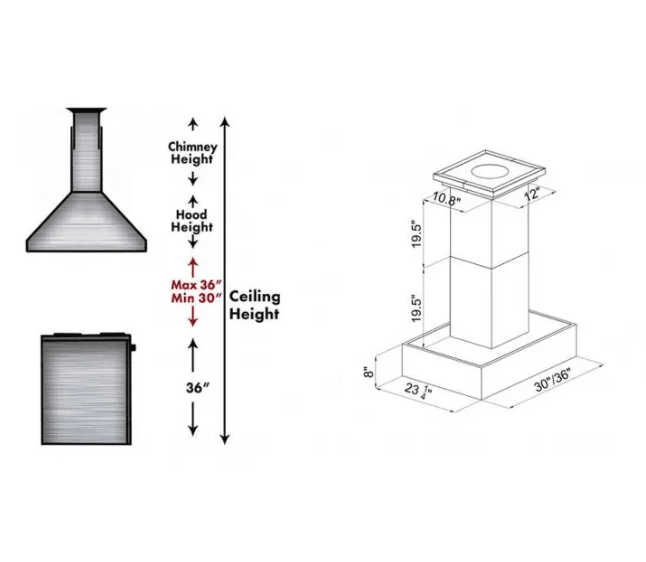 ZLINE Remote Blower Designer Series Wooden Island Mount Range Hood