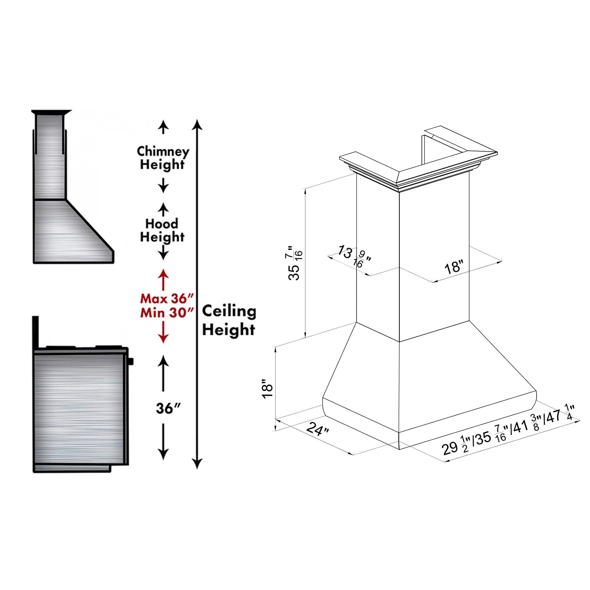 ZLINE Wall Mount Range Hood in DuraSnow Stainless Steel