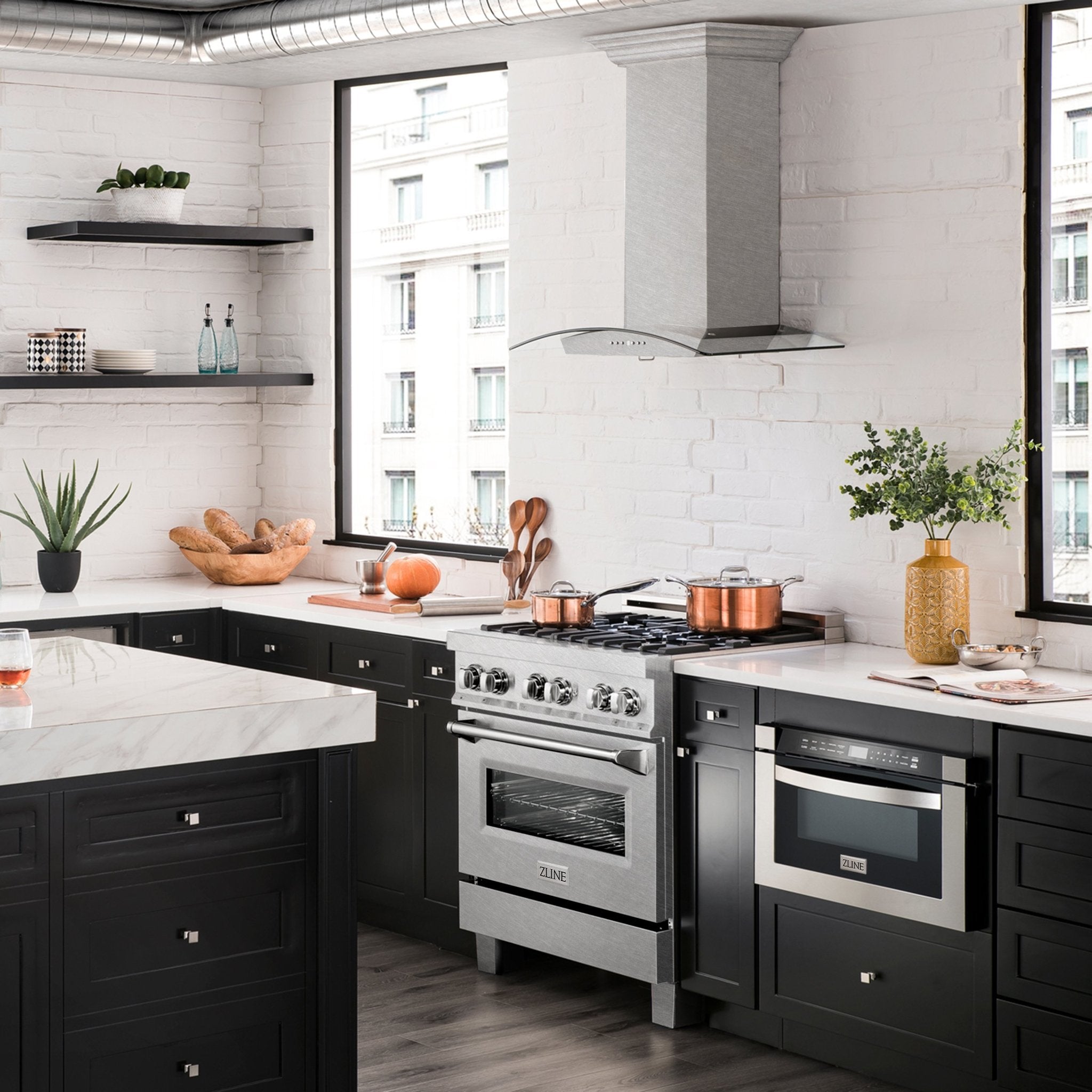 ZLINE Wall Mount Range Hood in DuraSnow Stainless Steel & Glass