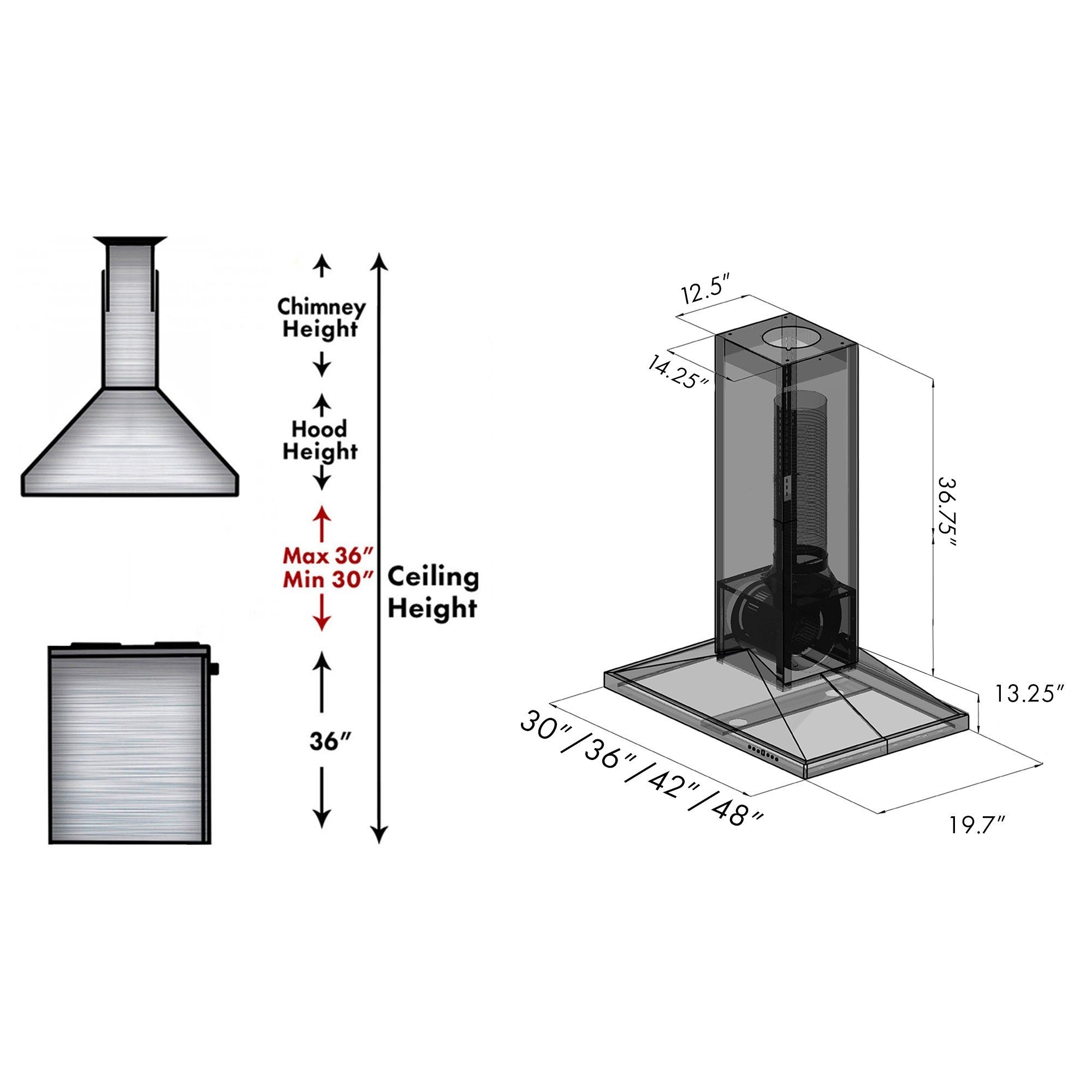 ZLINE Wooden Island Mount Range Hood in Black